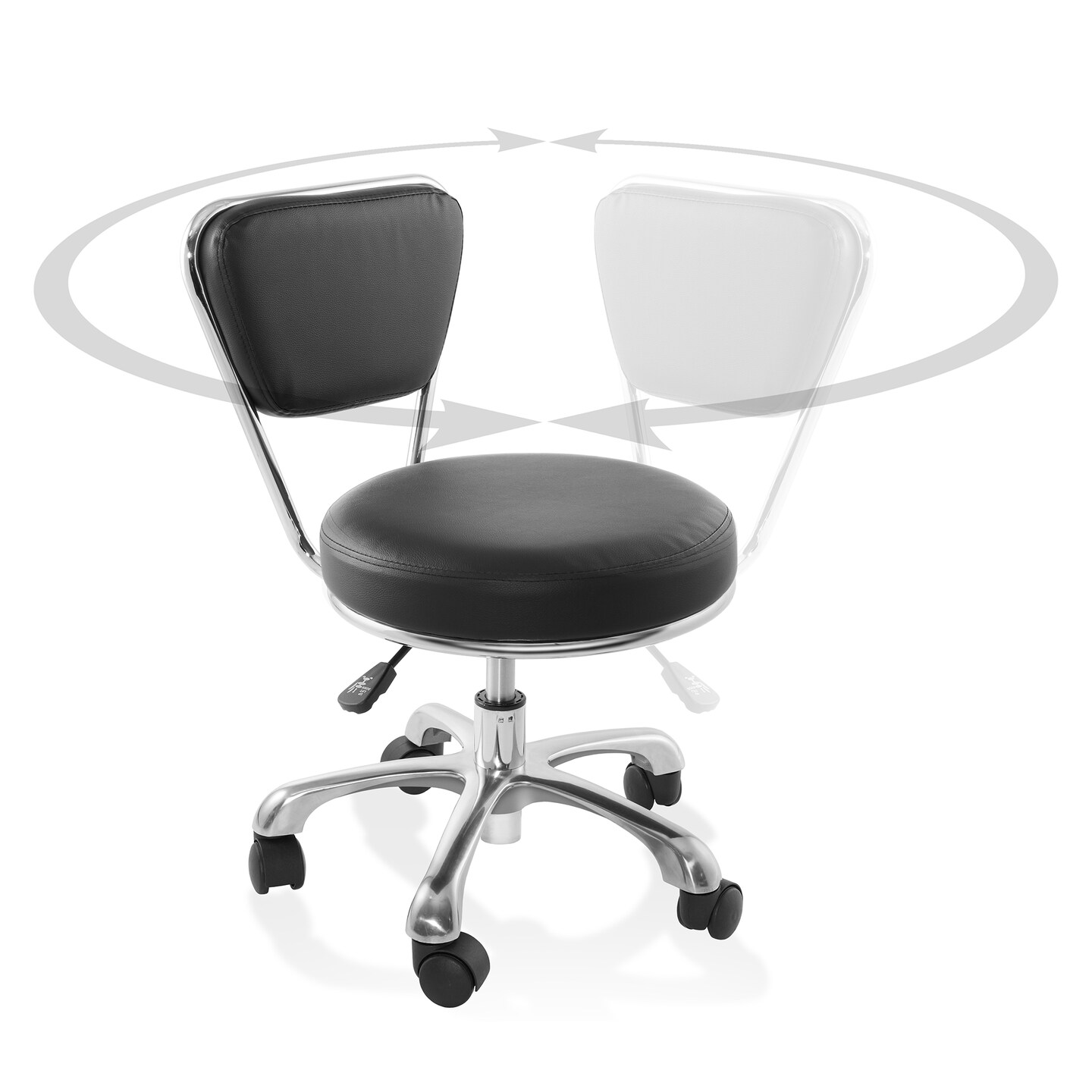 Saloniture Rolling Hydraulic Salon Stool with Backrest- Adjustable Swivel Chair for Spa, Shop, Salon, Massage, Medical, Work or Office