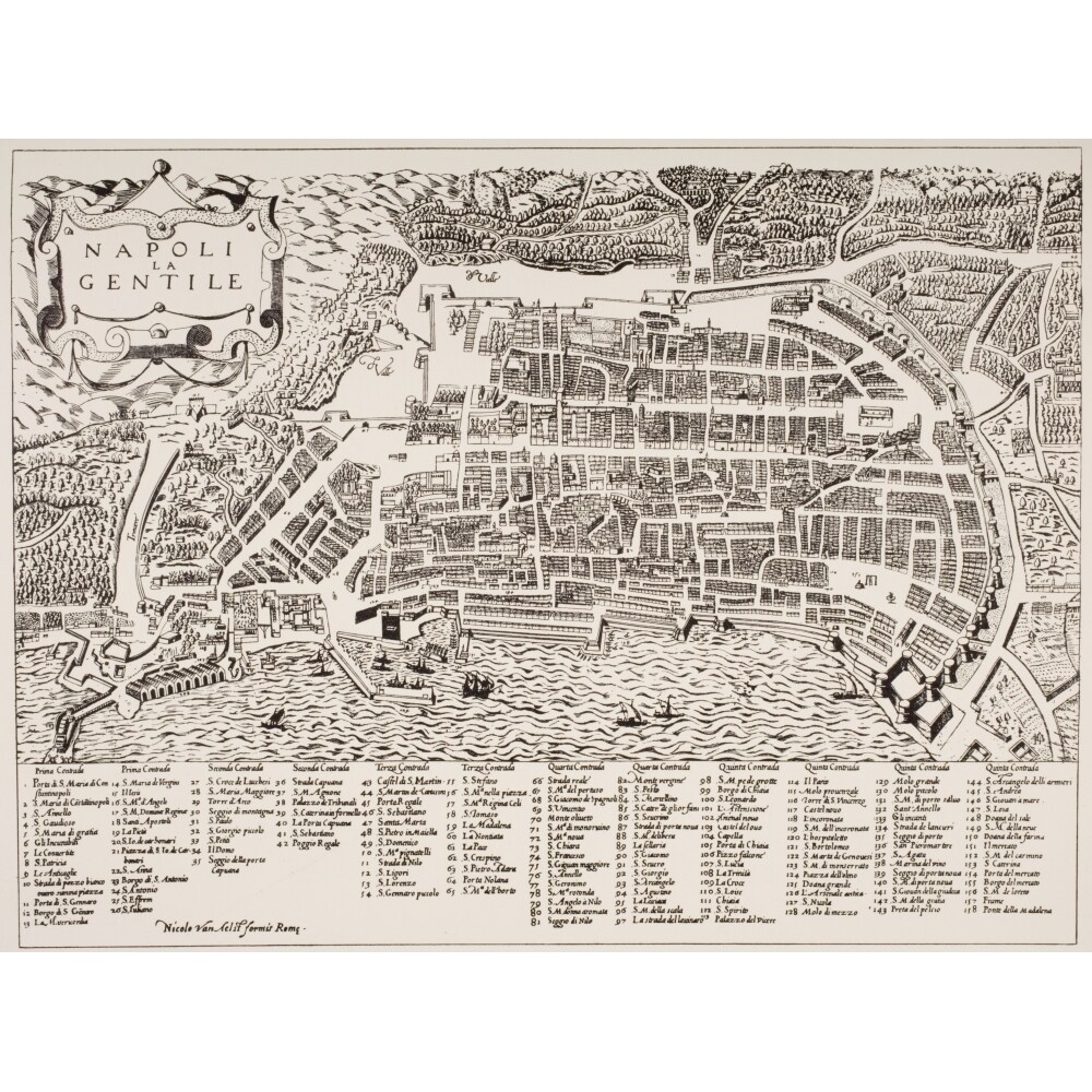 Map Of Naples Italy Undated But Put As Circa 1600 By Map Room British Museum Poster Print