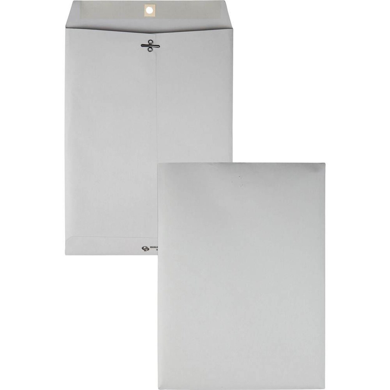 Quality Park   Executive Gray Gummed Clasp Envelopes - Clasp  - 9&#x22;W x 12&#x22; L- 28 lb - Gummed - Kraft - Gray