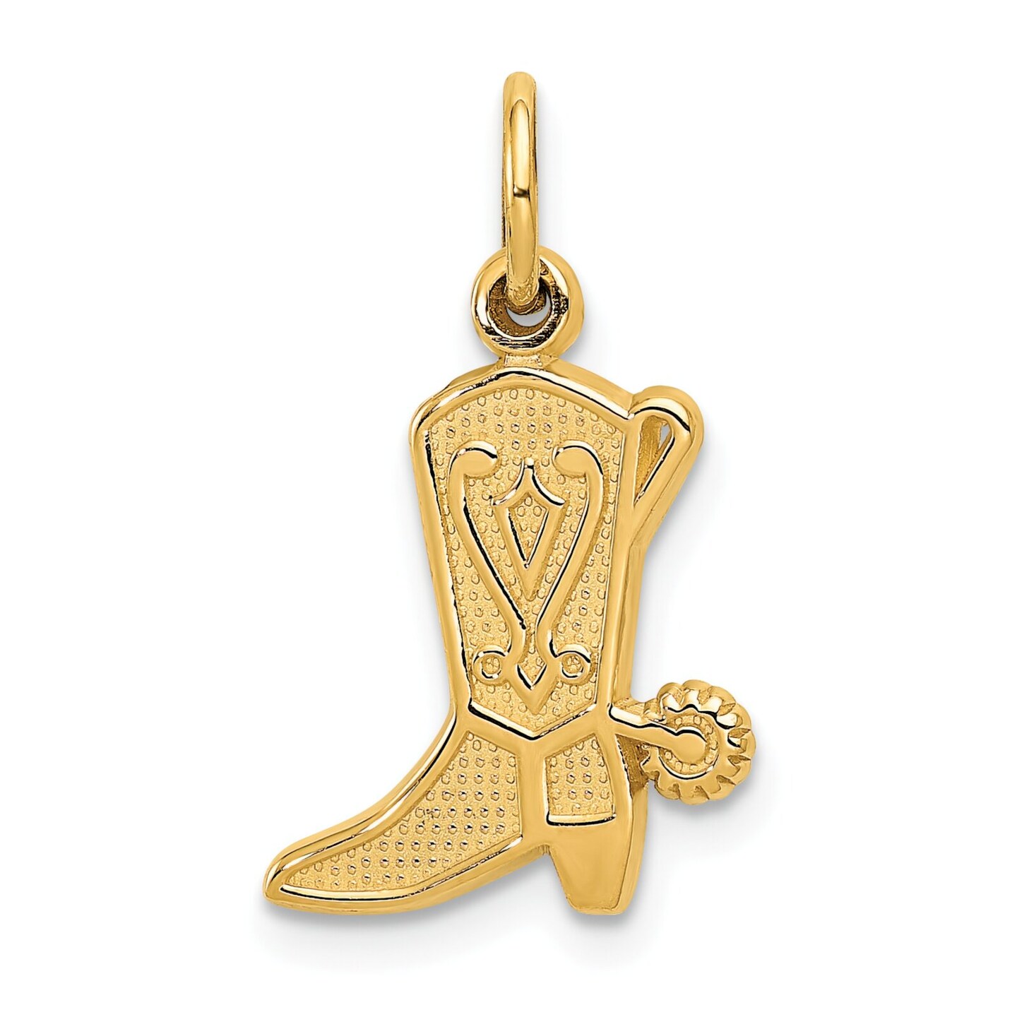 14K Yellow Gold Cowboy Boot Charm Pendant Jewelry 21 X 12mm