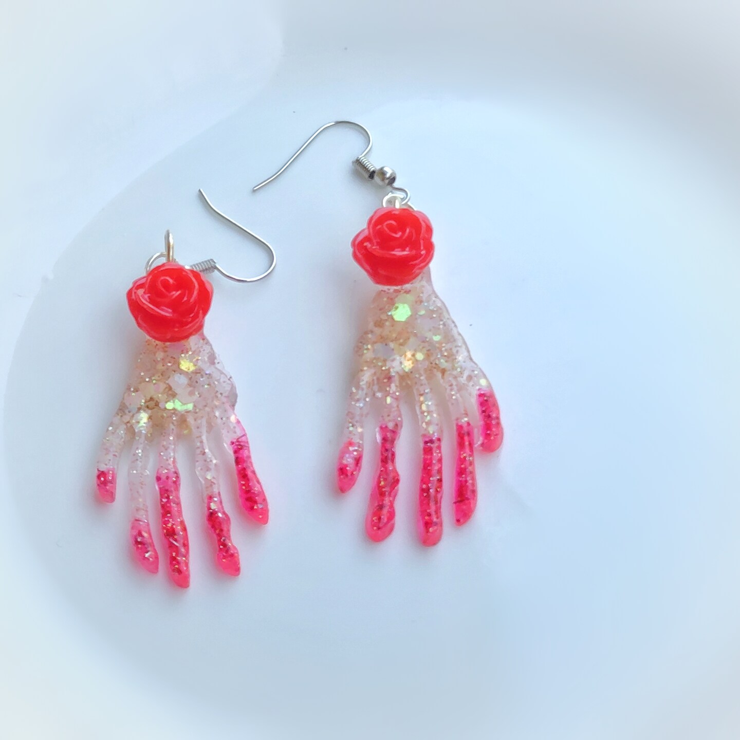 Cute Halloween earrings skeleton hands spooky season jewelry