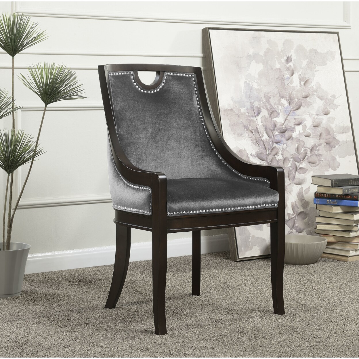 Velvet nailhead 2024 dining chairs