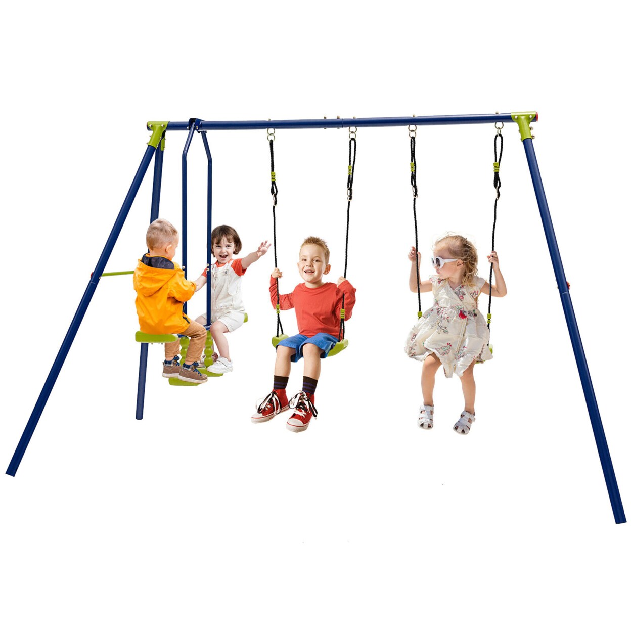 440 Lbs Swing Set 2-In-1 Kids Swing Stand W/ Two Swings And One Glider For Backyard