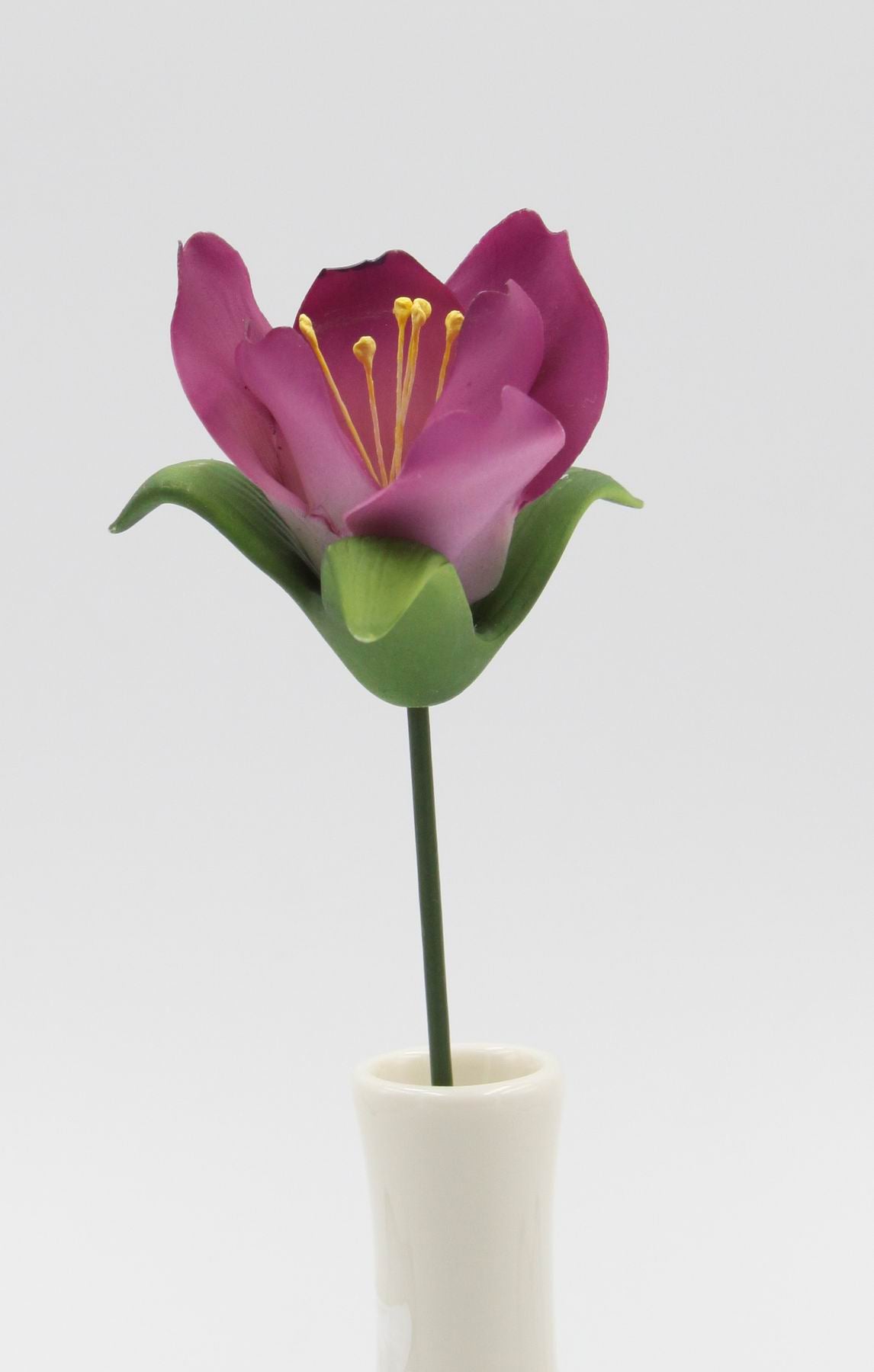 Ceramic Mauve Flower with Stem, Gift for Her, Gift for Mom, Romantic Decor, Valentines Decor