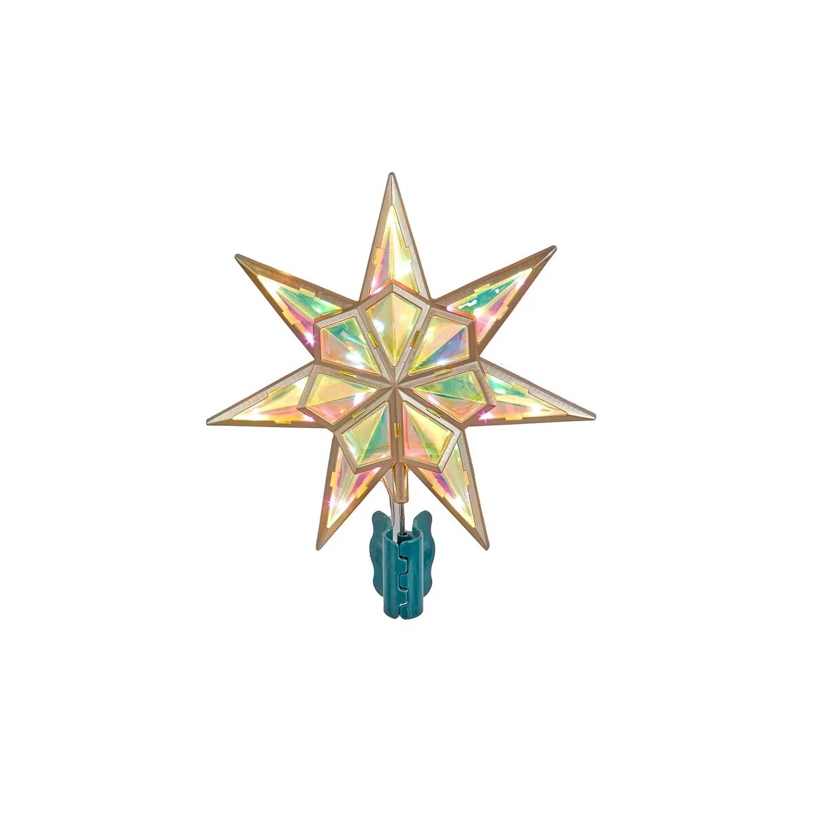 KSA 11.5" Lighted Iridescent 7Point Star Christmas Tree Topper, Warm