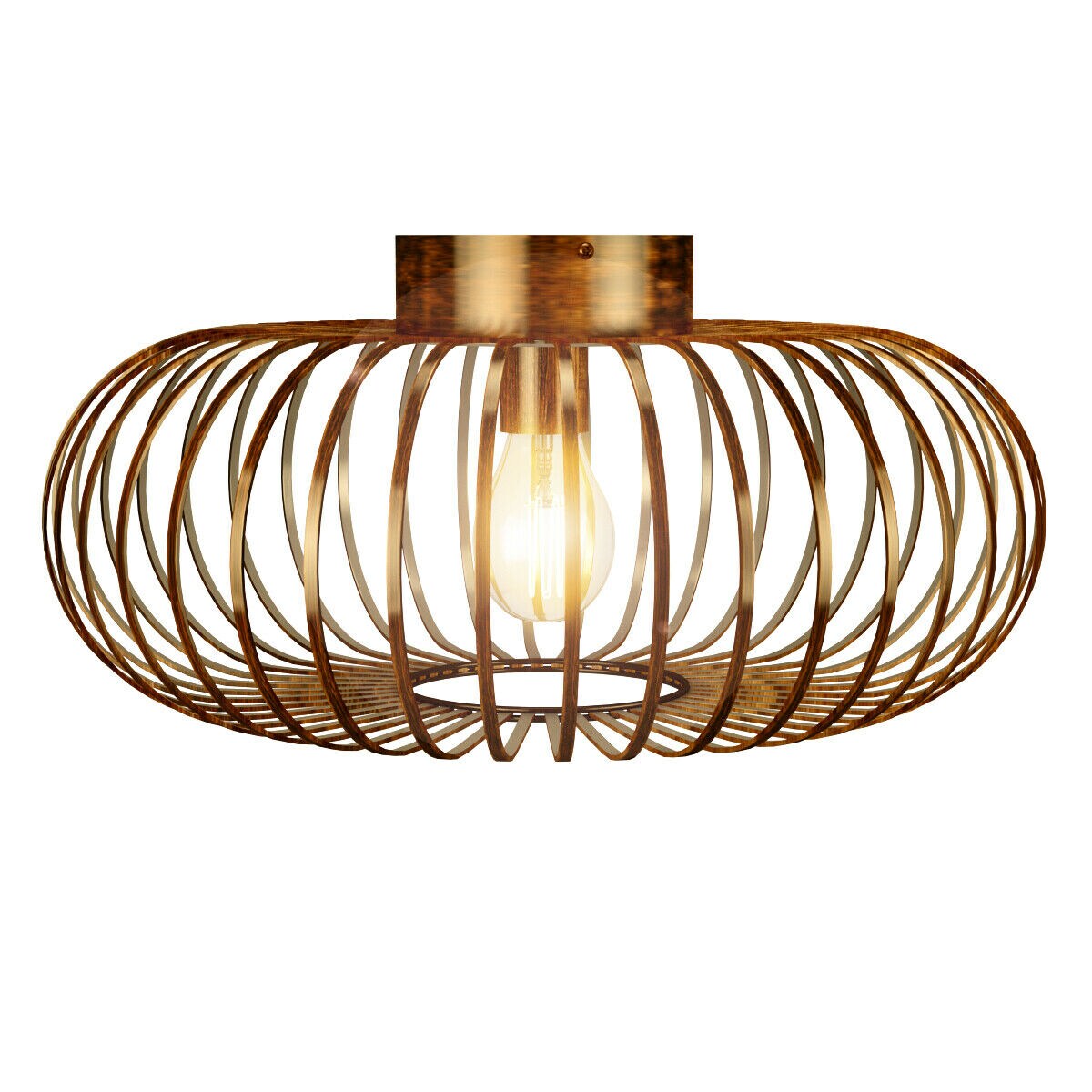 Antique Brass Metal Flush Mount Ceiling Pendant Light W/ Iron Lamp-Shade Kitchen