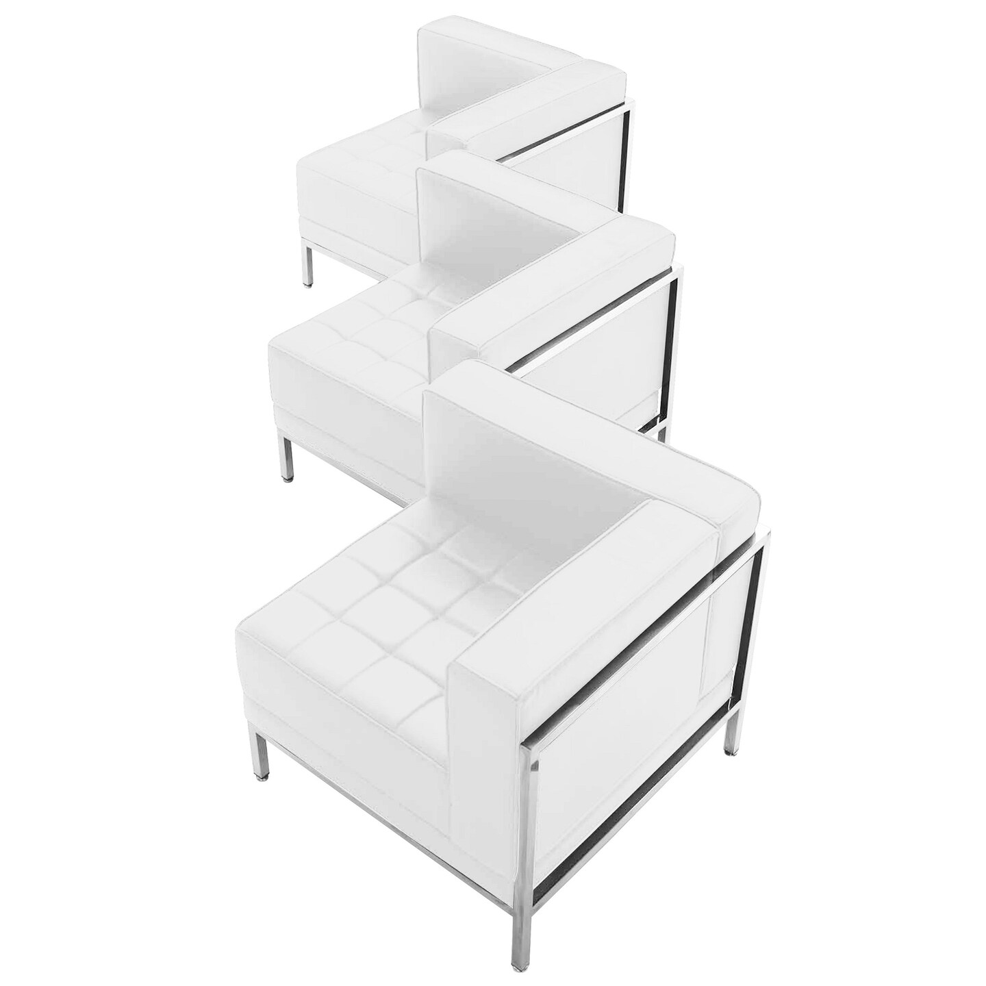Flash Furniture Set of 3 Imagination Series Melrose White Leather Left Corner Chair 28.5&#x22;