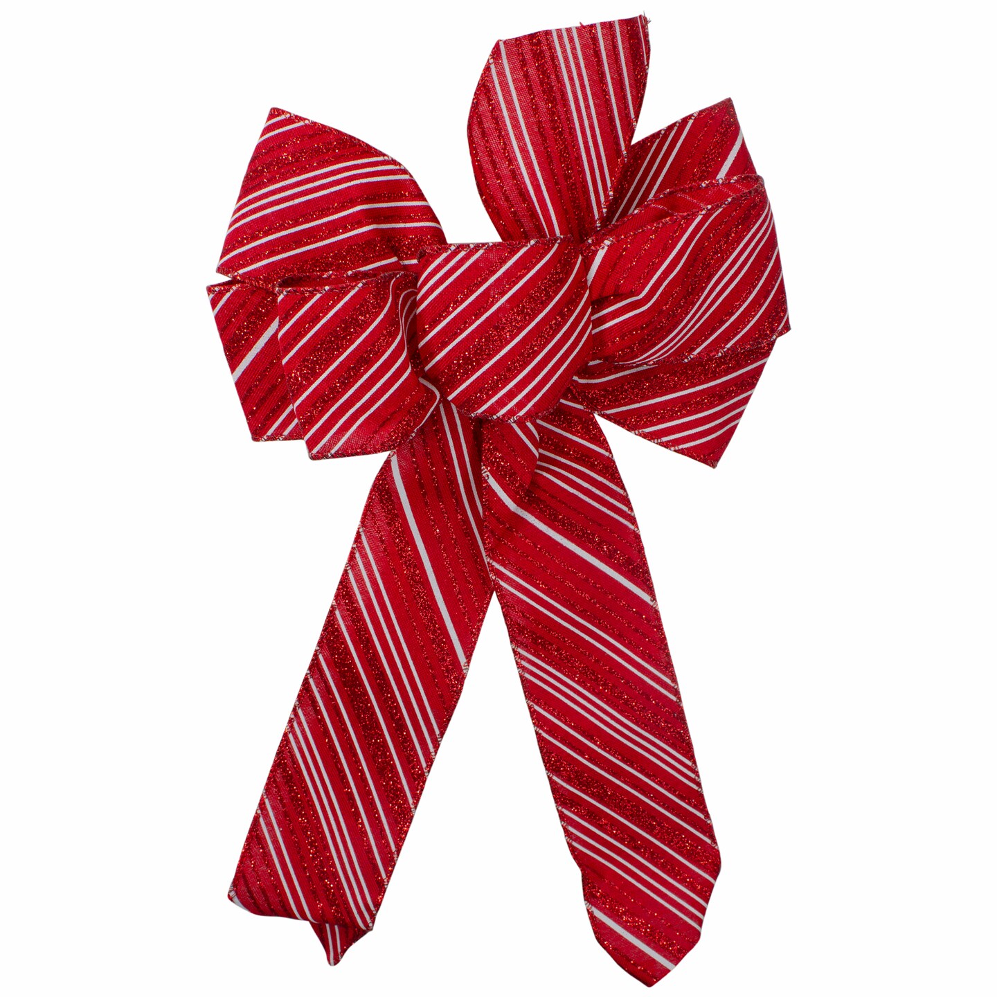 Northlight 14&#x22; x 9&#x22; Red and White Striped 6 Loop Christmas Bow Decoration