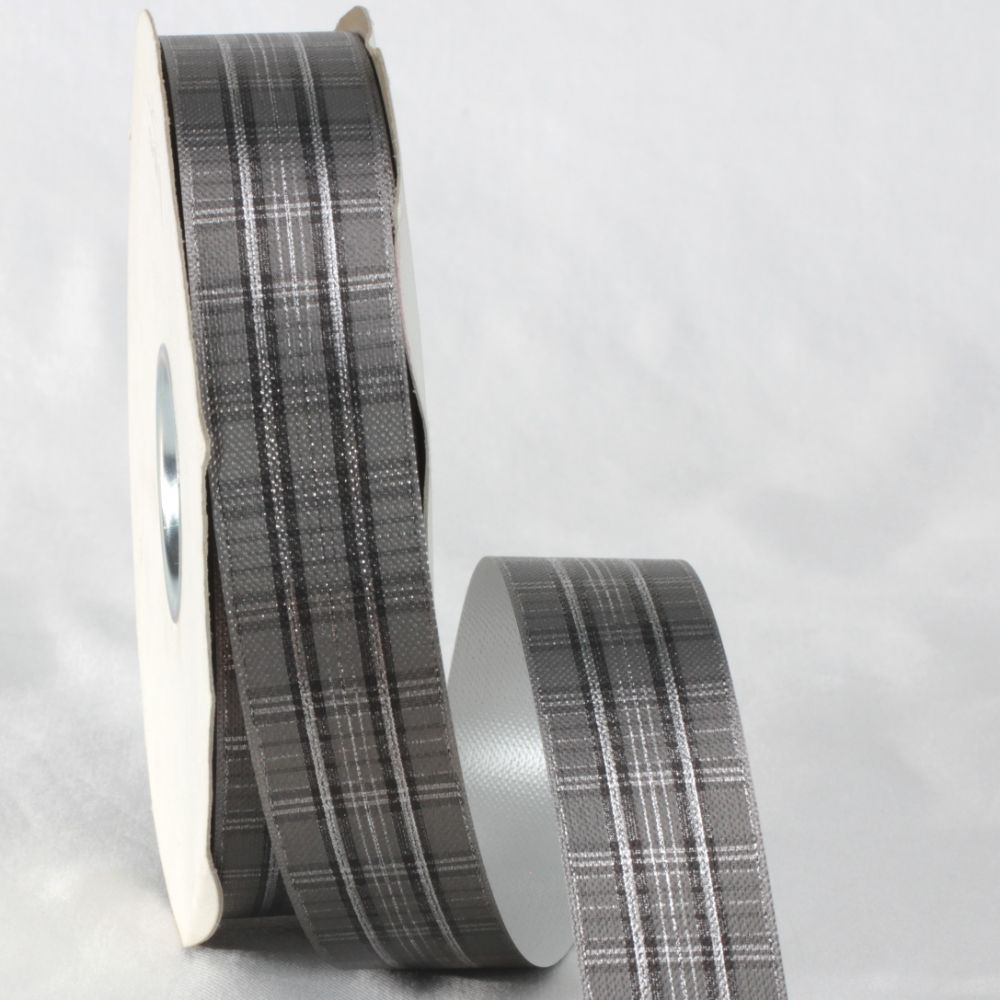The Ribbon People Black and Gray Plaid Ribbon 1.2" x 110 Yards