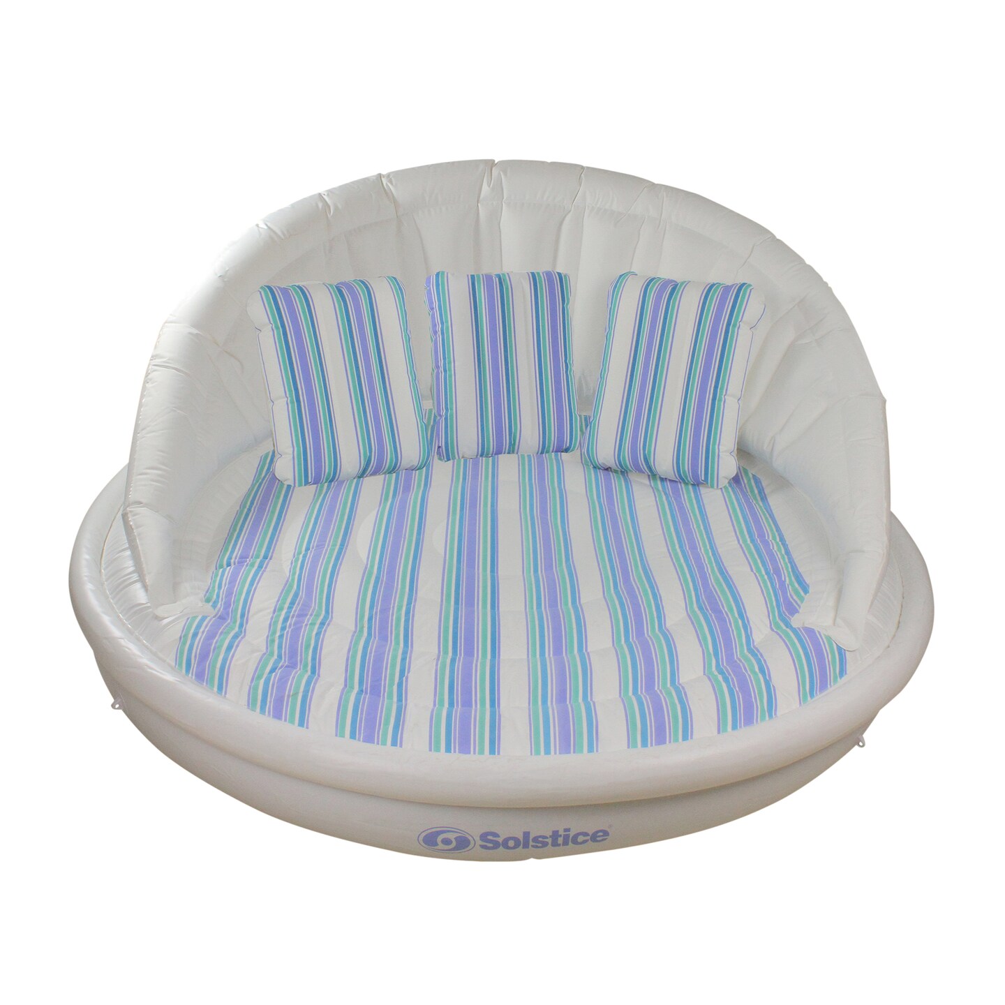 Swim Central Inflatable Striped Swimming Pool Sofa Lounge Raft - 70" - White and Blue