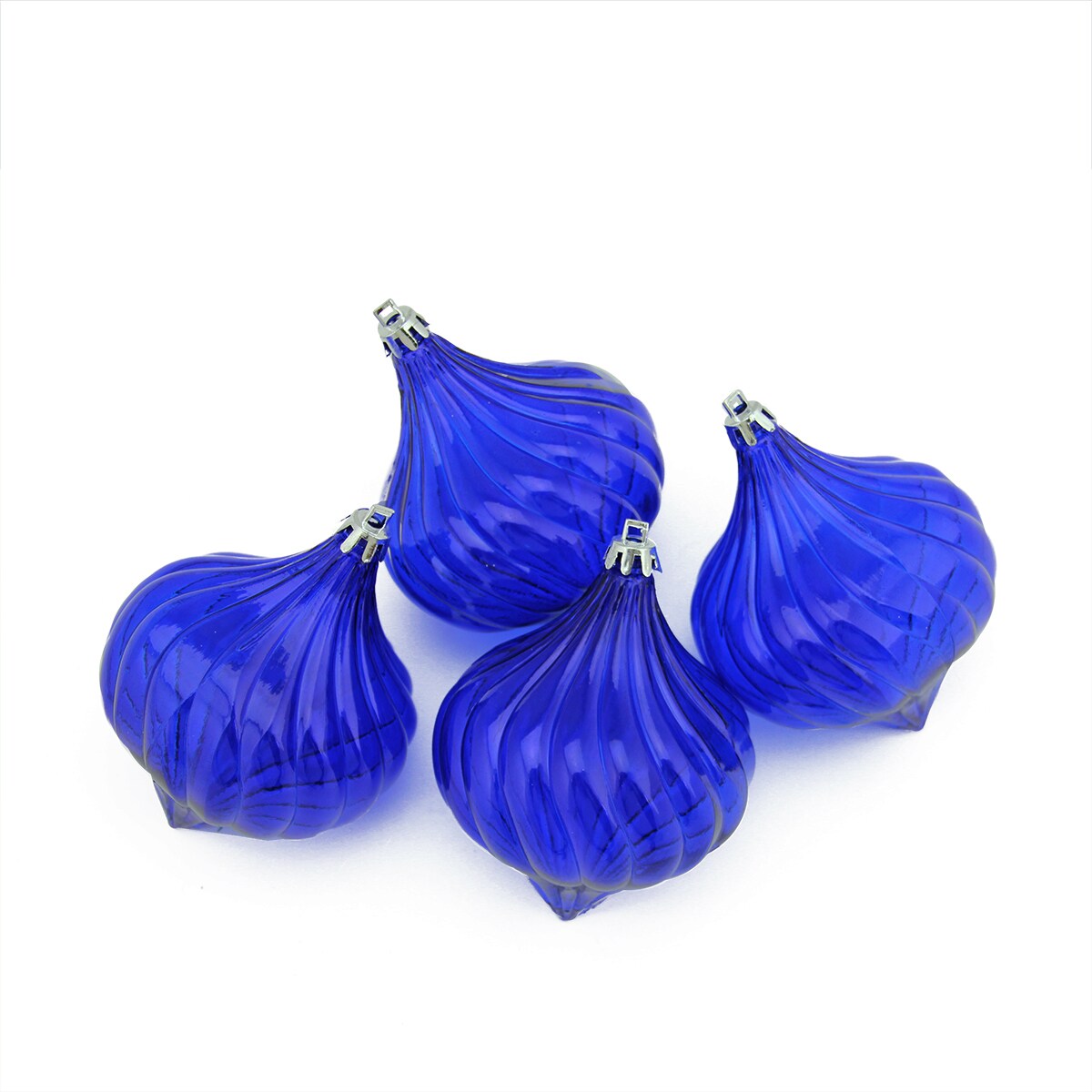 Northlight 4ct Blue Shatterproof Transparent Christmas Onion Drop Ornaments 4.5"