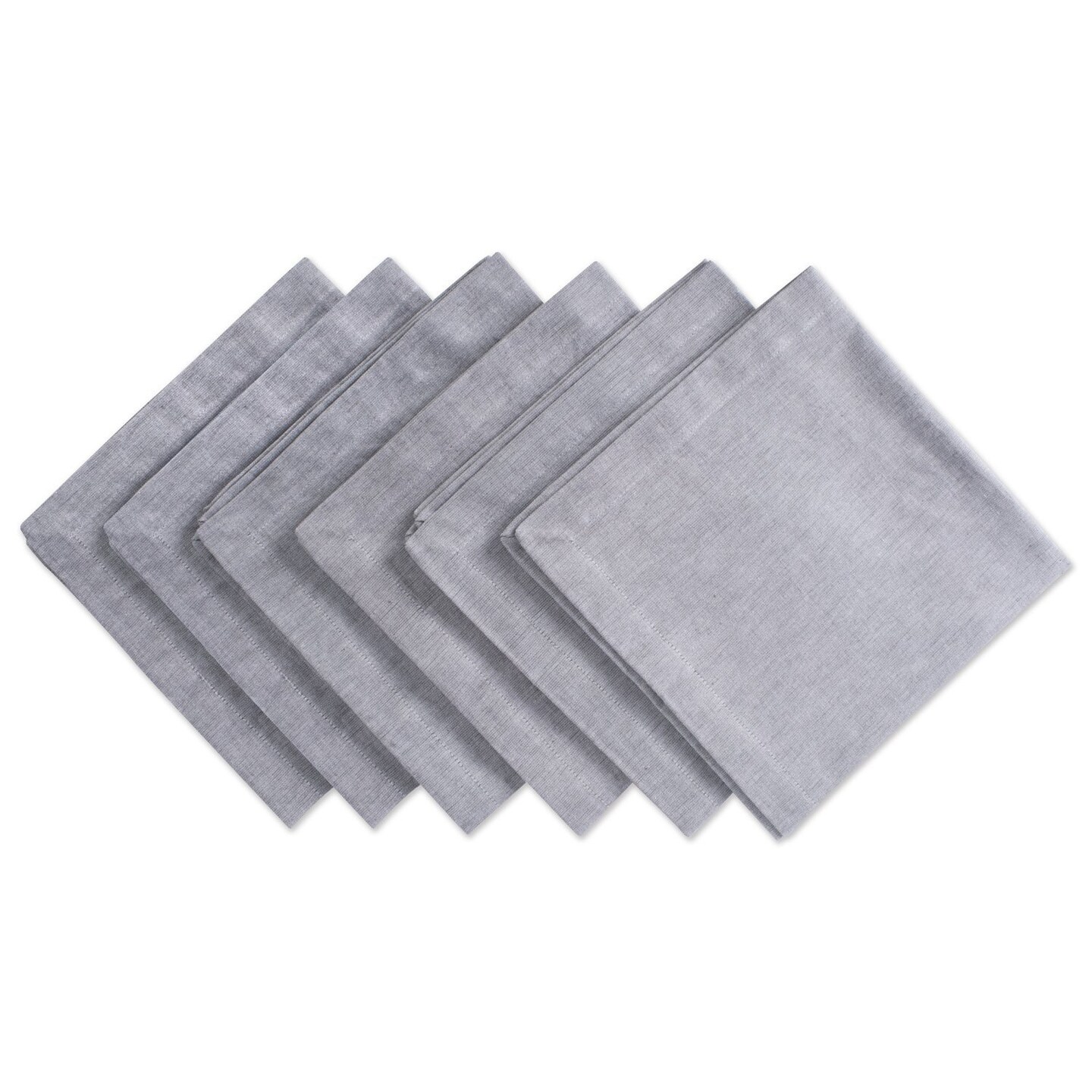CC Home Furnishings Set of 6 Chambray Gray Over Sized Square Napkins 20"