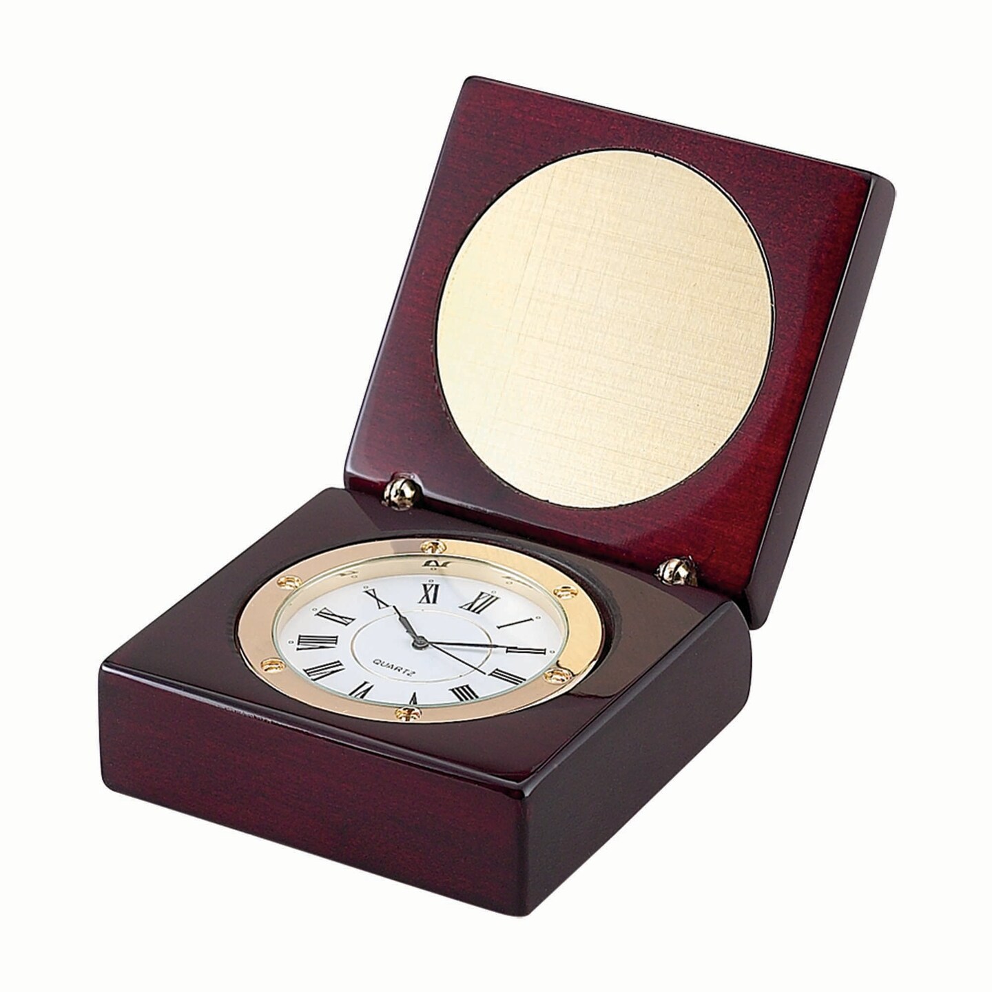Contemporary Home Living 2.875" Wooden Square Box With Clock And Round ...