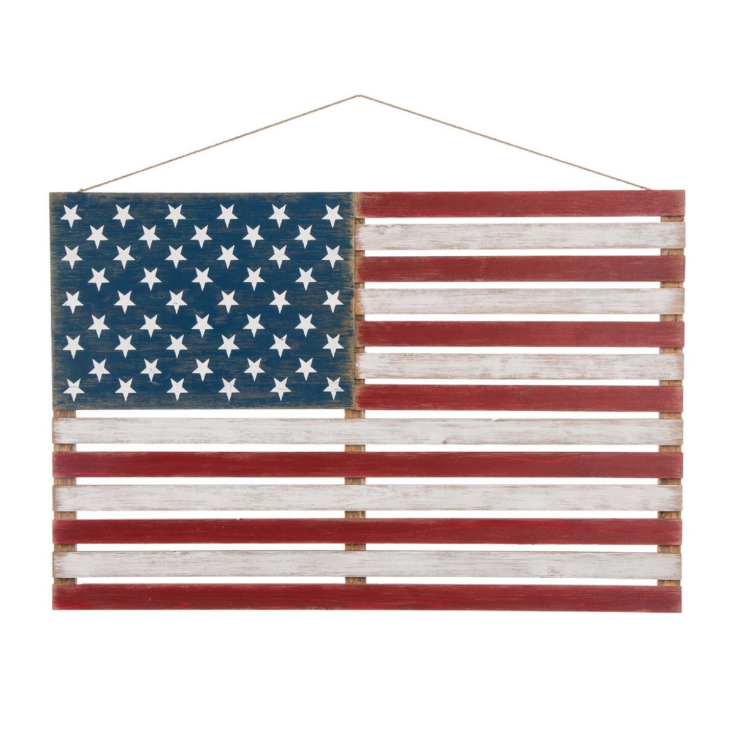 Glitzhome 41.93&#x22; Wooden Patriotic Flag Wall D&#xE9;cor