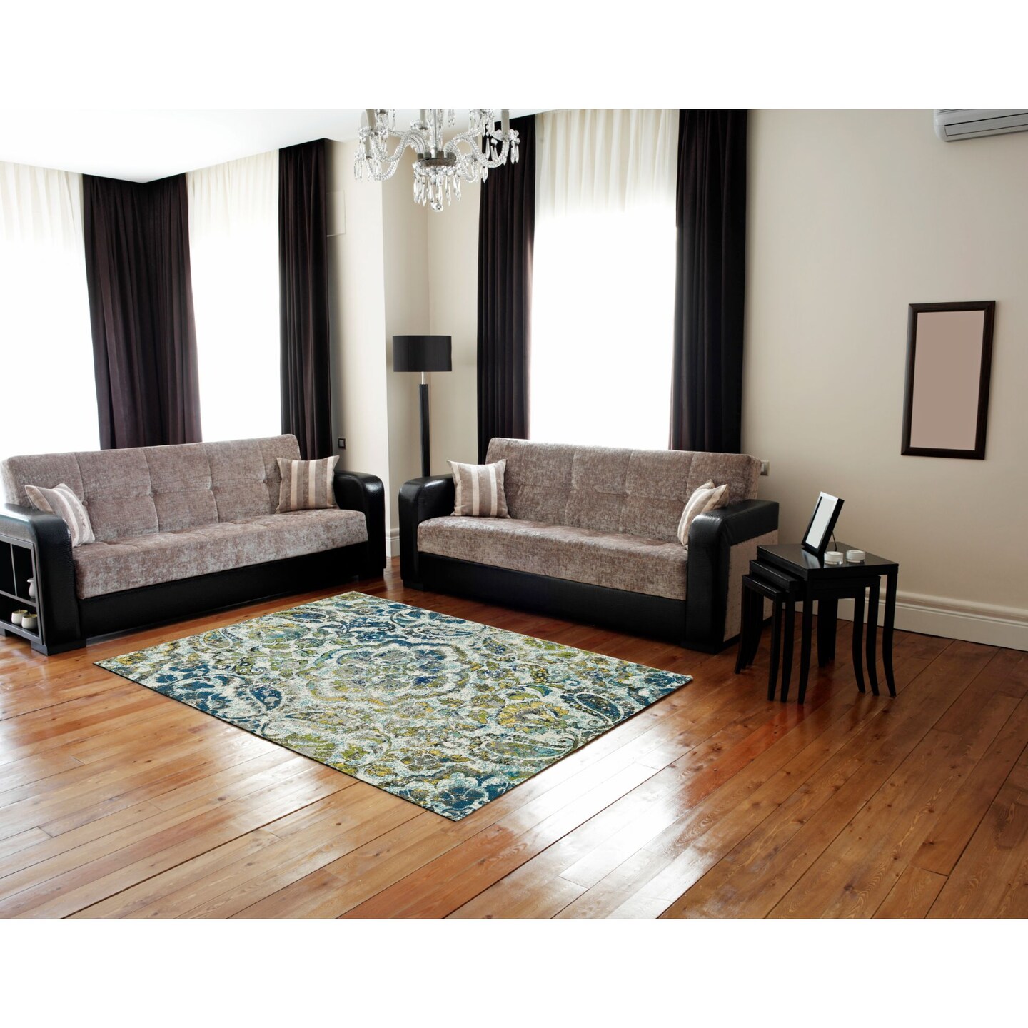 Feizy Home Collection 1.6&#x27; x 2.75&#x27; Blue and Ivory Medallion Rectangular Area Throw Rug