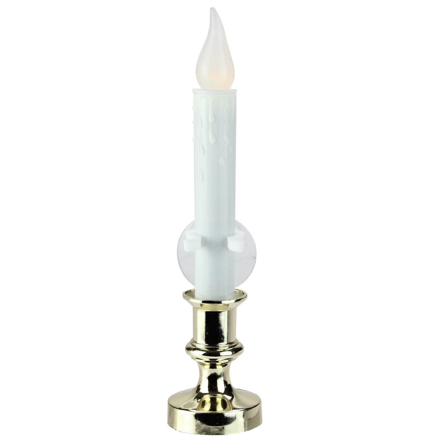 Northlight 8.5&#x22; Pre-Lit White and Gold LED Flickering Window Christmas Candle Lamp
