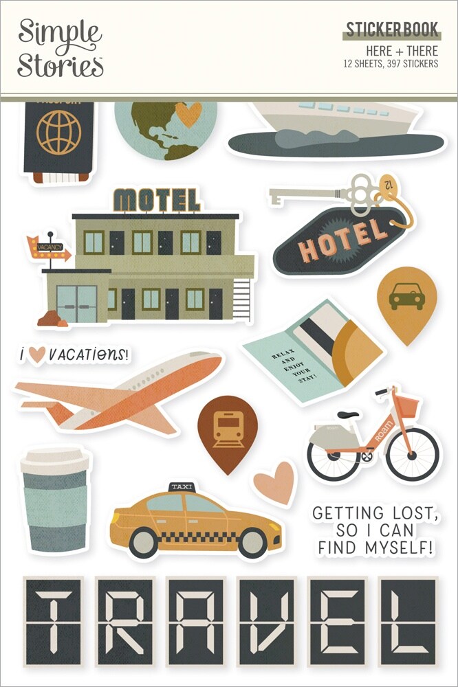 Simple Stories Sticker Book 12/Sheets-Here &#x26; There, 397/Pkg