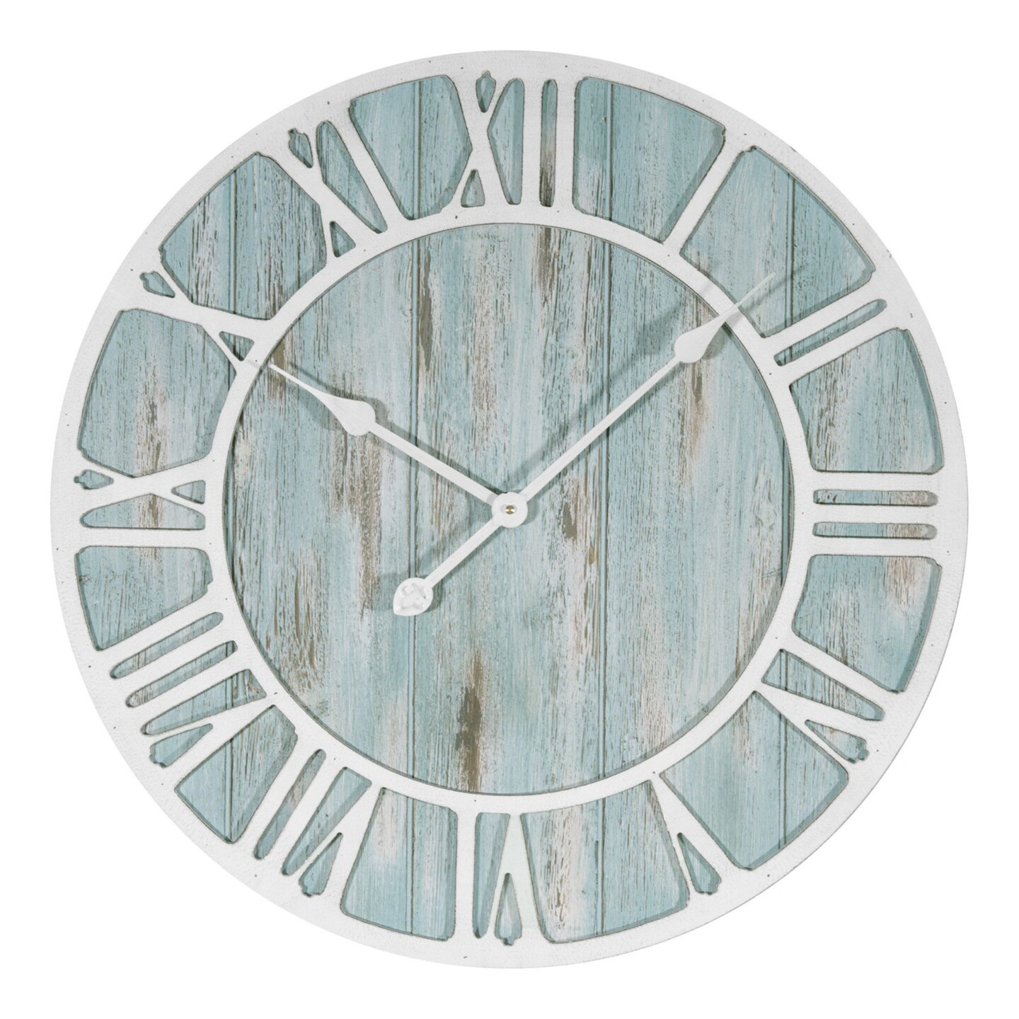 La Crosse Technology 23.5&#x22; Blue and White Round Distressed Finish Harbor Tides Wall Clock