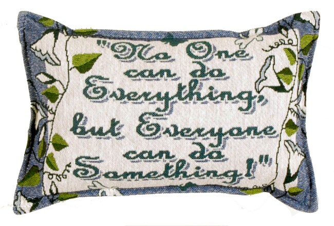 Simply Home 12&#x22; Blue and Green No One Can do Everything Quotes Rectangular Throw Pillow