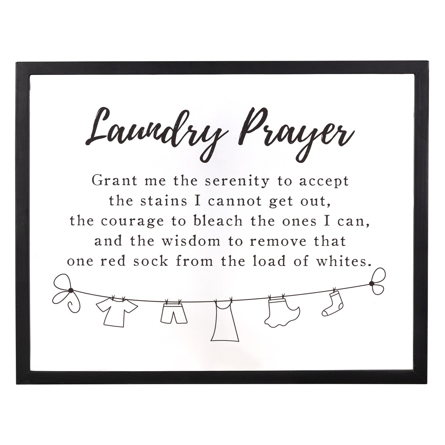 Contemporary Home Living 20&#x22; Black and White  Laundry Prayer Wall Art