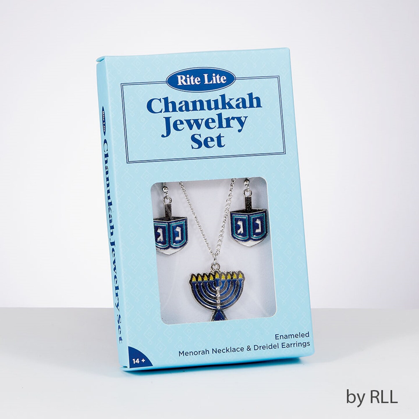 Rite Lite 5.5" Blue and White Hanukkah Jewelry Set with Gift Box