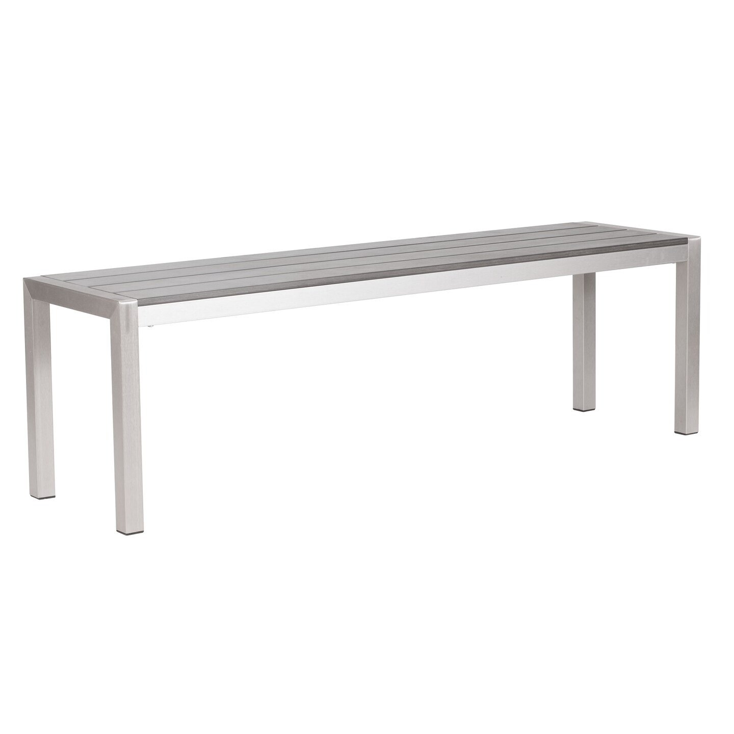 Modern Home 59" Brushed Silver Outdoor Patio Dining Bench