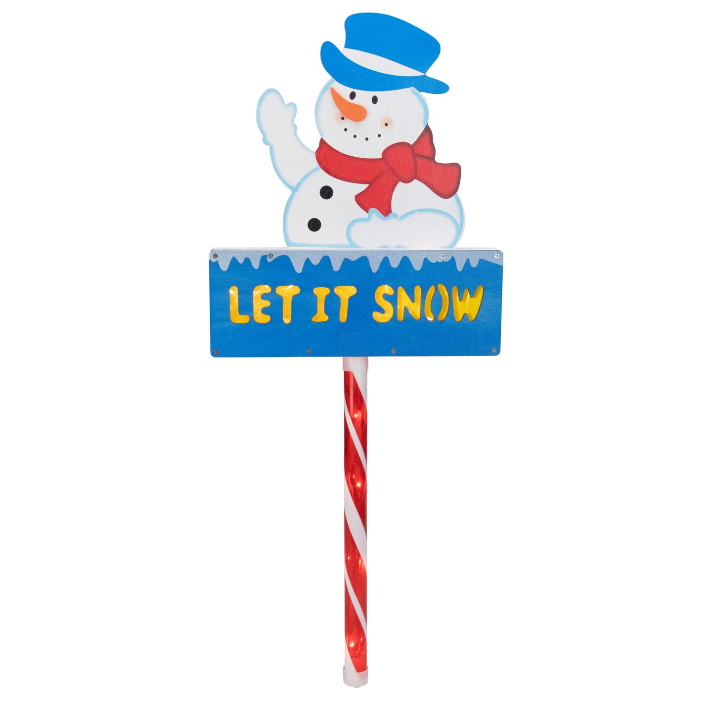 Northlight 28.5&#x22; Lighted Snowman &#x27;LET IT SNOW&#x27; Christmas Lawn Stake - Clear Lights