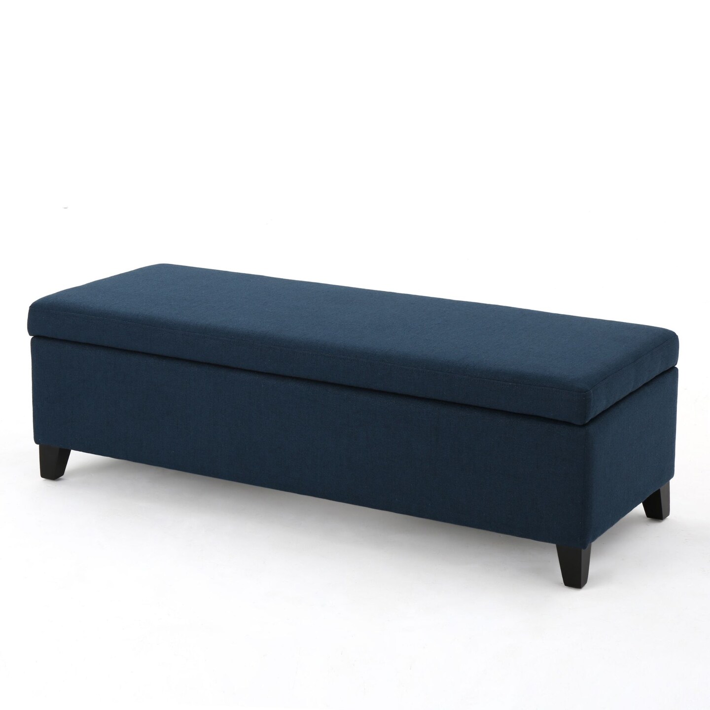 Contemporary Home Living 51.25&#x22; Brown and Navy Blue Upholstered Rectangular Storage Ottoman