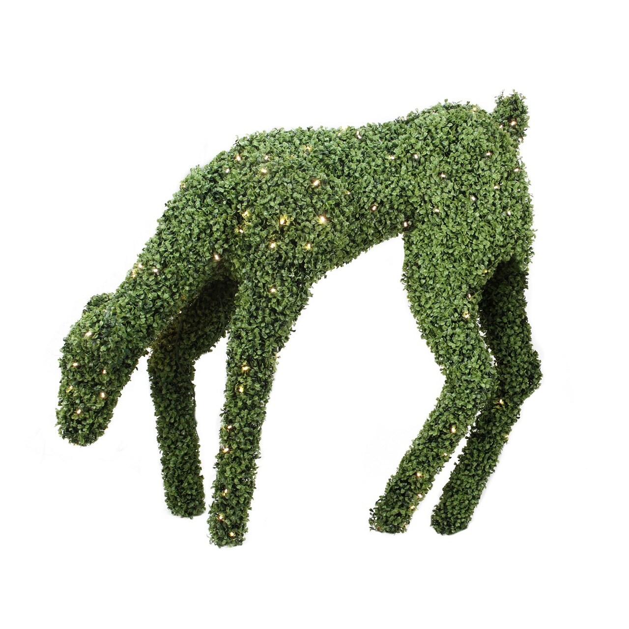 Northlight Lighted Boxwood Feeding Reindeer Outdoor Christmas Decoration - 42" - Warm White LED