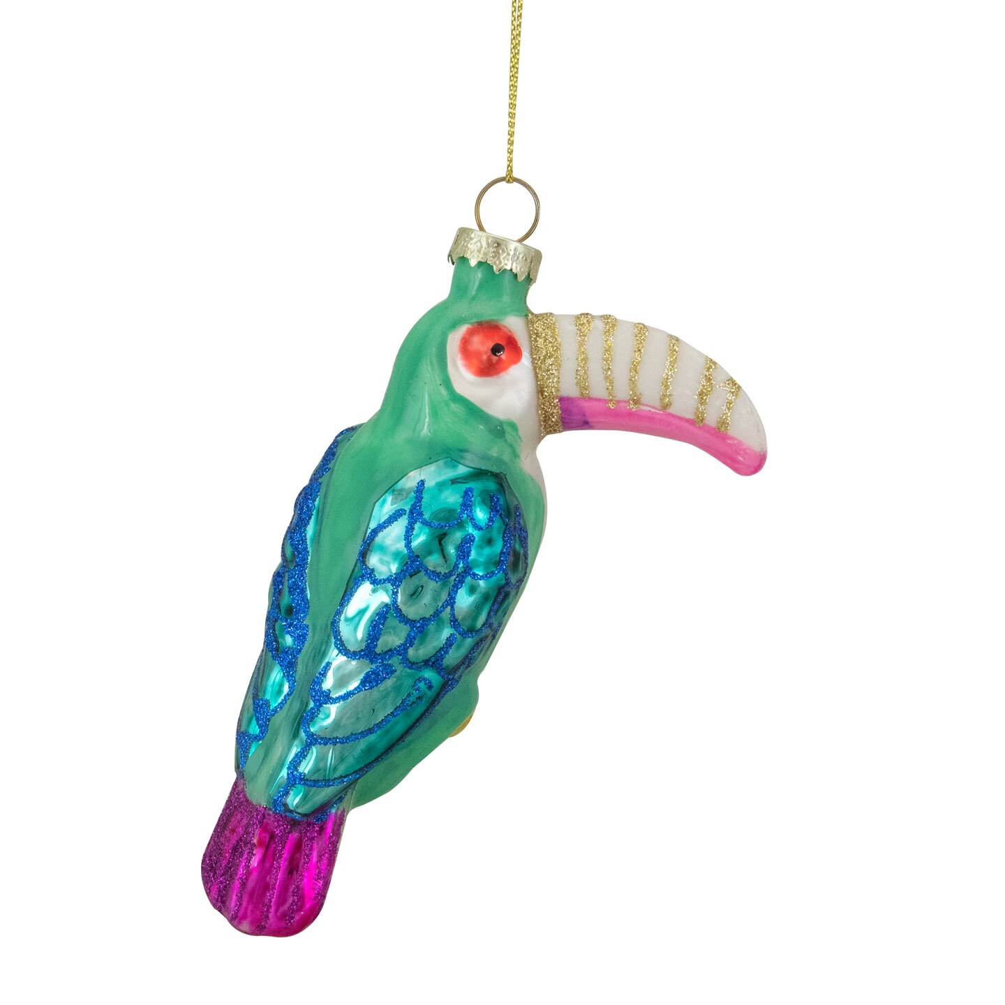 Northlight 4.75&#x22; Multi-Colored Glass Toucan Christmas Ornament