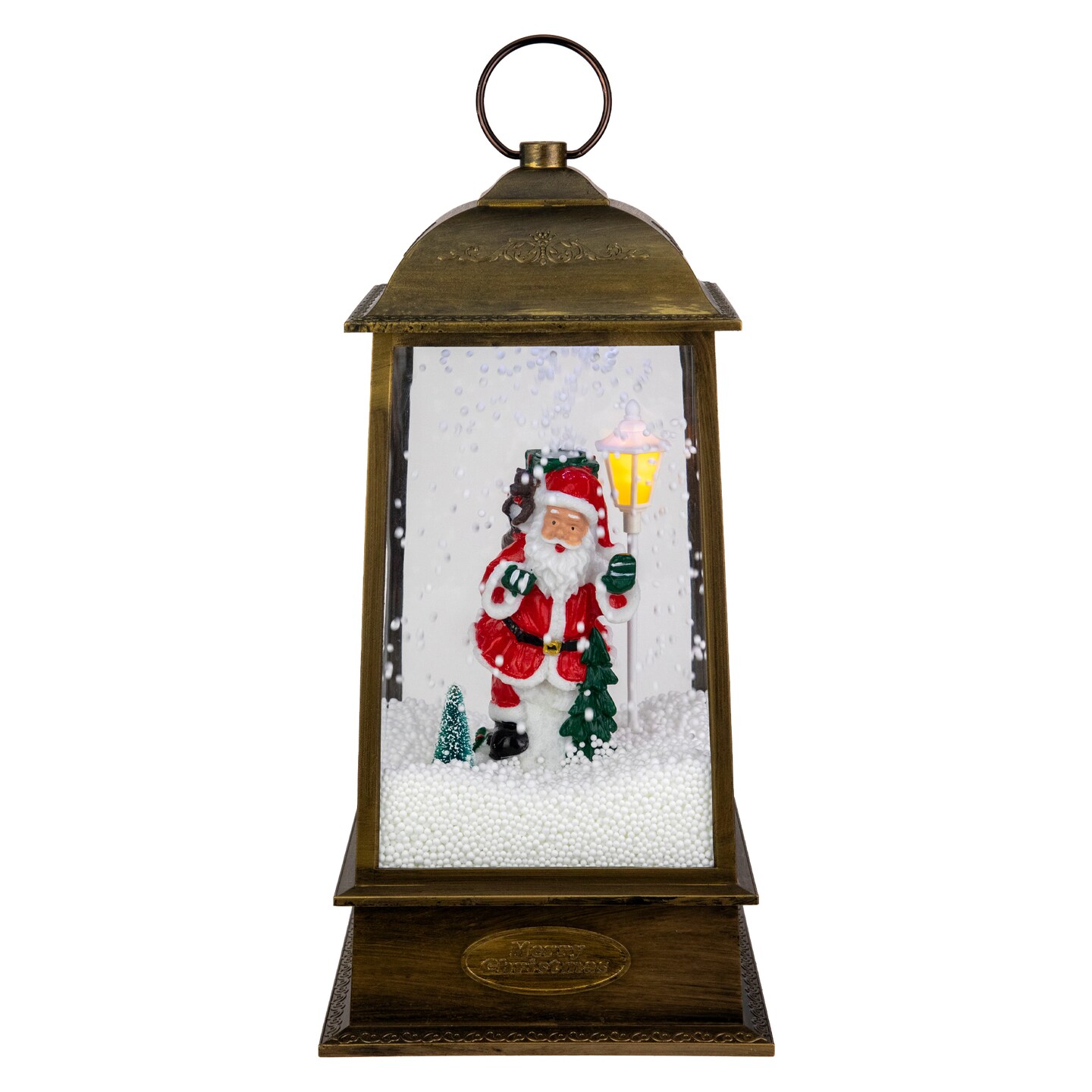 Northlight 13.5&#x22; LED Lighted Snowing Musical Santa Christmas Lantern