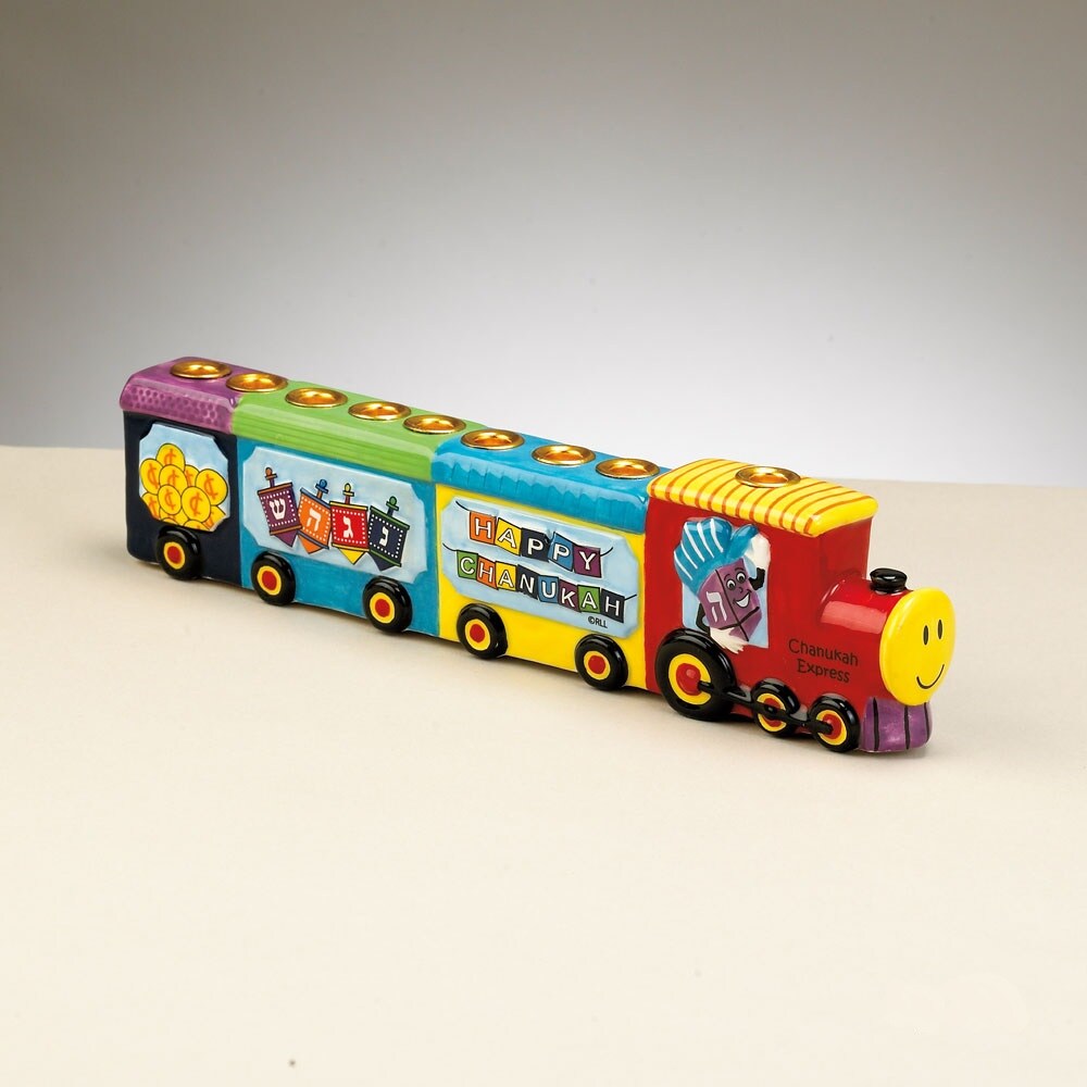 Rite Lite 11.5" Red and Yellow Hand Painted Hanukkah Express Menorah