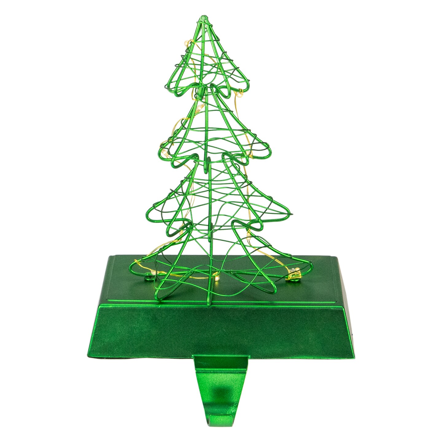 Northlight 8&#x22; LED Lighted Green Wired Christmas Tree Stocking Holder