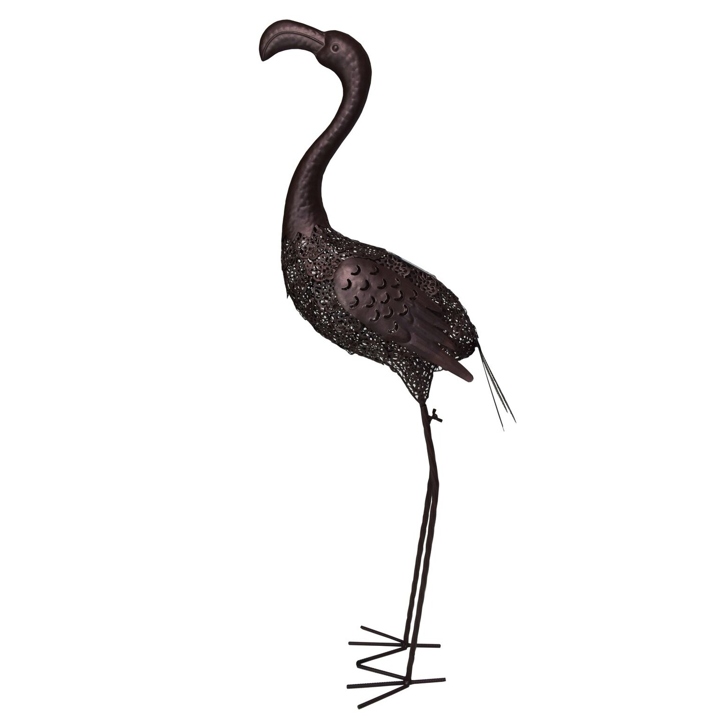 Outdoor Living and Style Solar LED Lighted Flamingo Outdoor Garden Statue - 40&#x22; - Brown