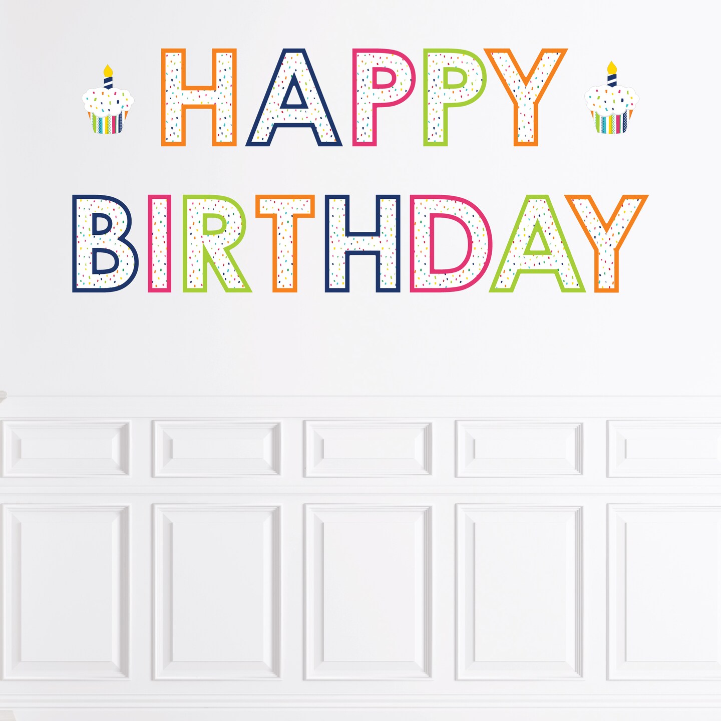 Big Dot of Happiness Cheerful Happy Birthday - Peel and Stick Colorful Birthday Party Large Banner Wall Decals - Happy Birthday