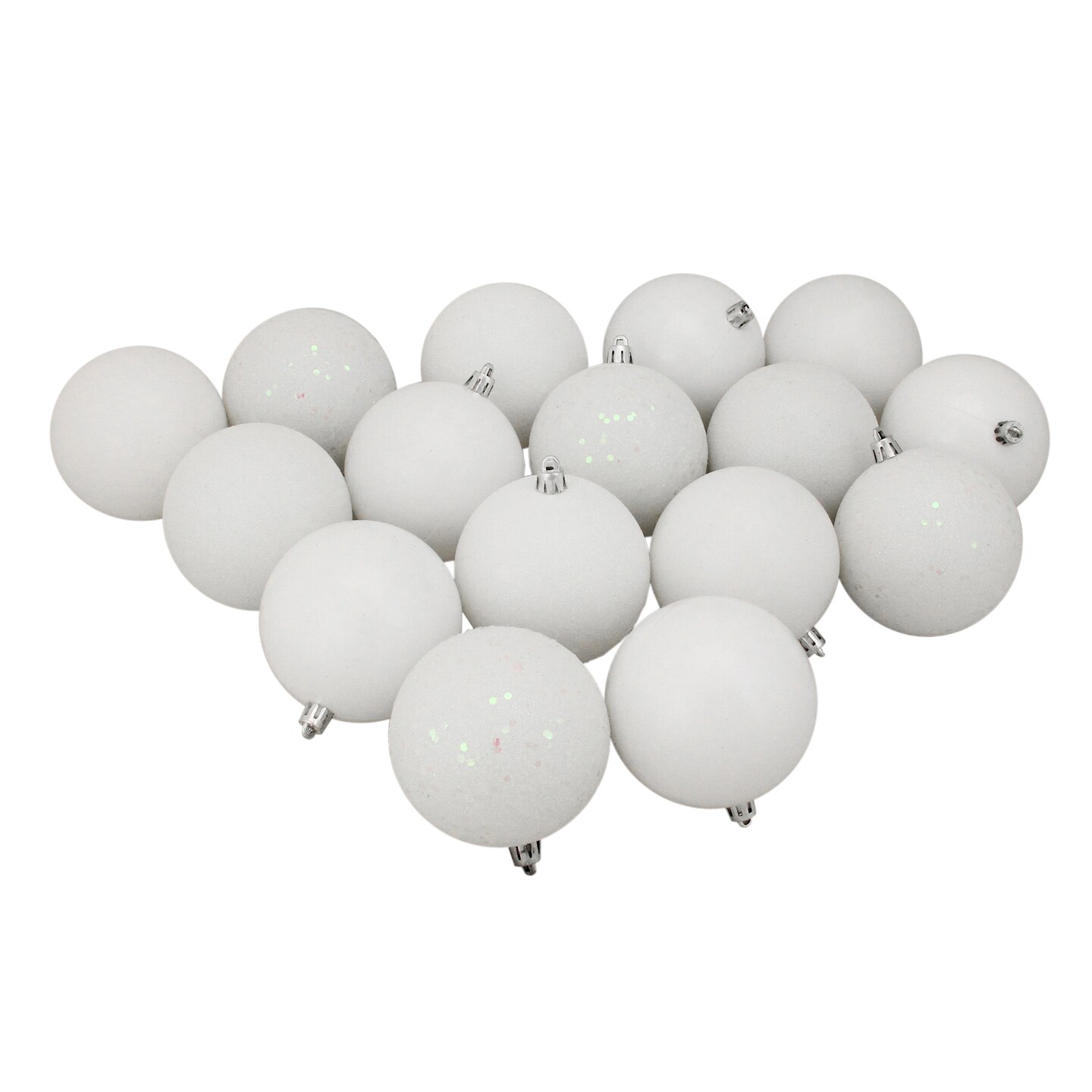 Northlight Shatterproof 4-Finish Christmas Ball Ornaments - 3" (75mm) - Winter White - 16ct