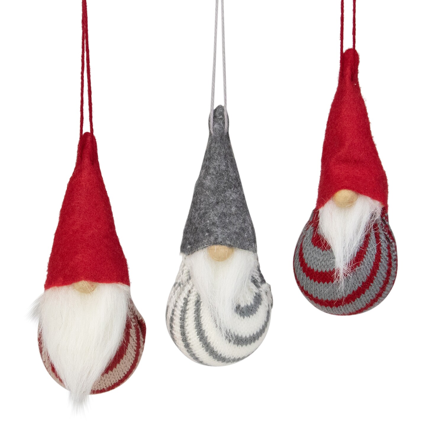 Northlight Santa Gnome Christmas Ornaments - 4.75" - Red and Gray - Set ...