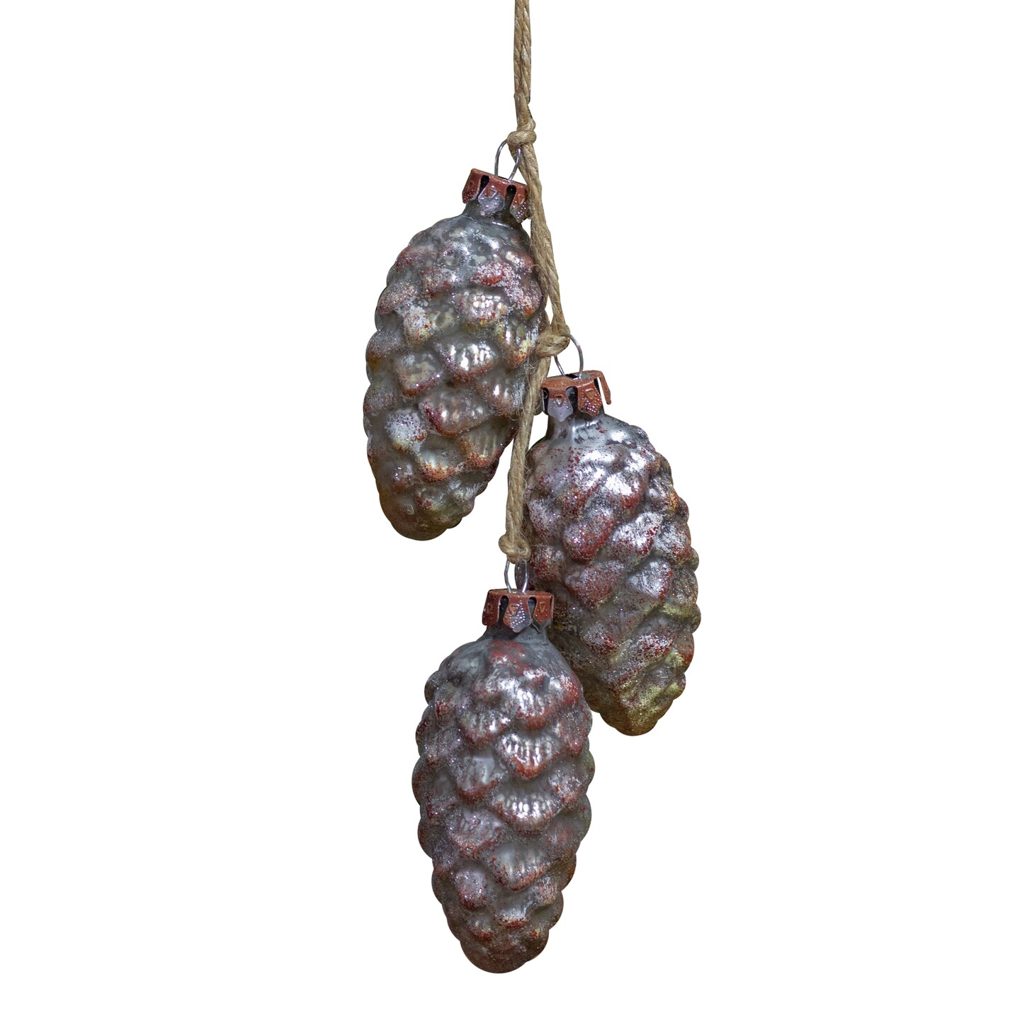 Northlight Pine Cone Glass Christmas Ornament - 7&#x22; - Rust and Silver