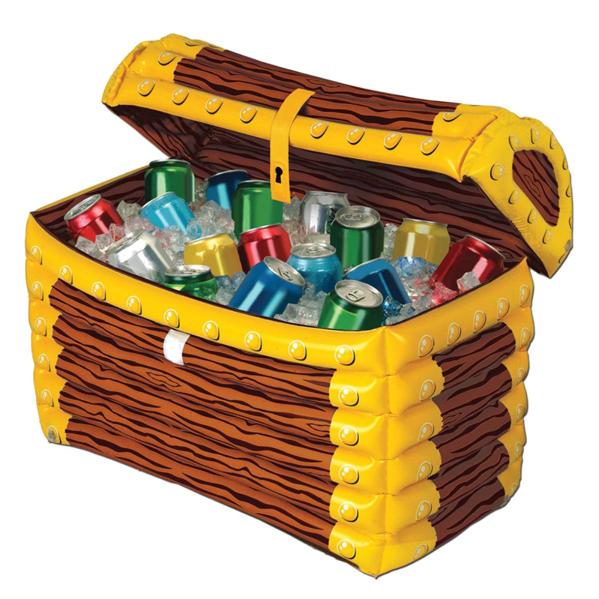 The Costume Center 24&#x22; Brown and Yellow Pirate Treasure Chest Party Drink Cooler