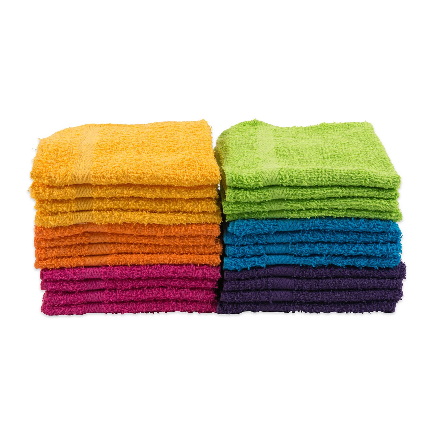 Contemporary Home Living Set of 24 Assorted Bright Colored Premium Washcloths, 12&#x22;