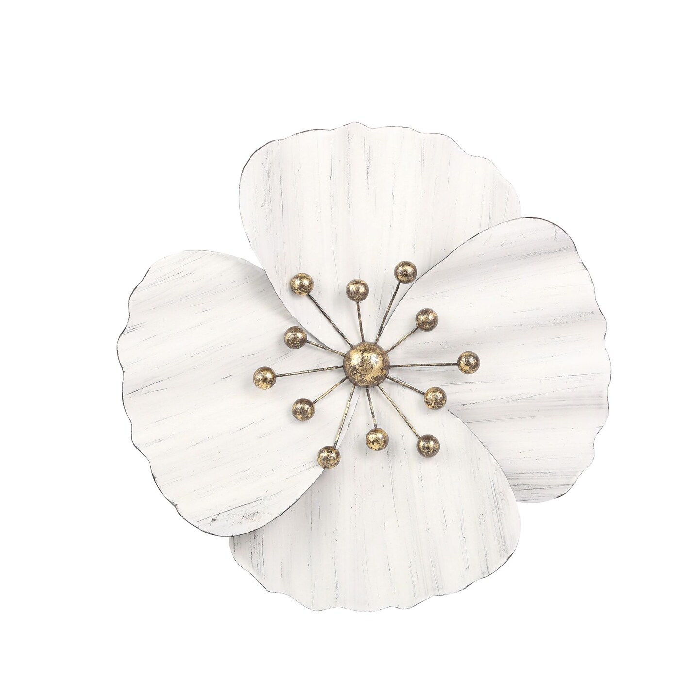 Kingston Living Flower Wall Decoration - 16&#x22; - White and Gold