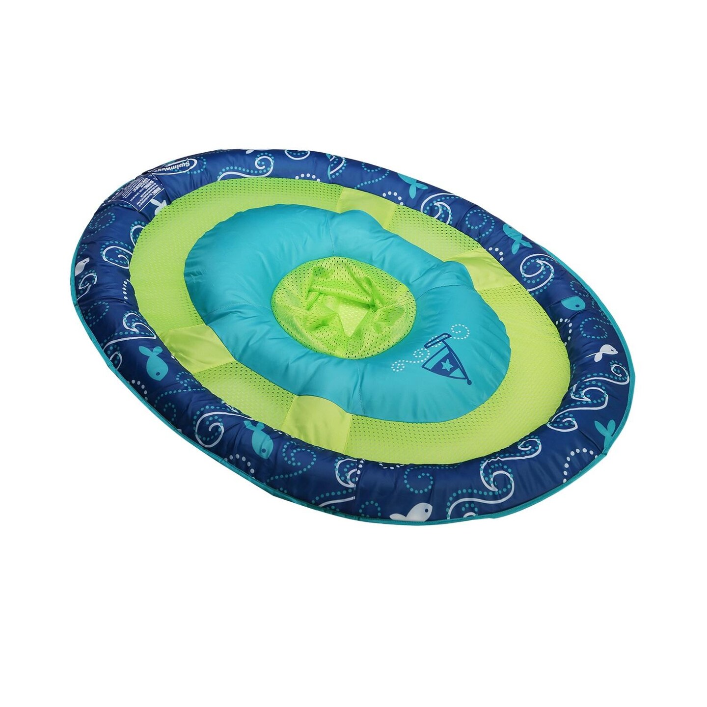 SwimWays Inflatable Blue Fishy and Spiral Swimming Pool Step 1 Baby Spring Float, 36-Inch