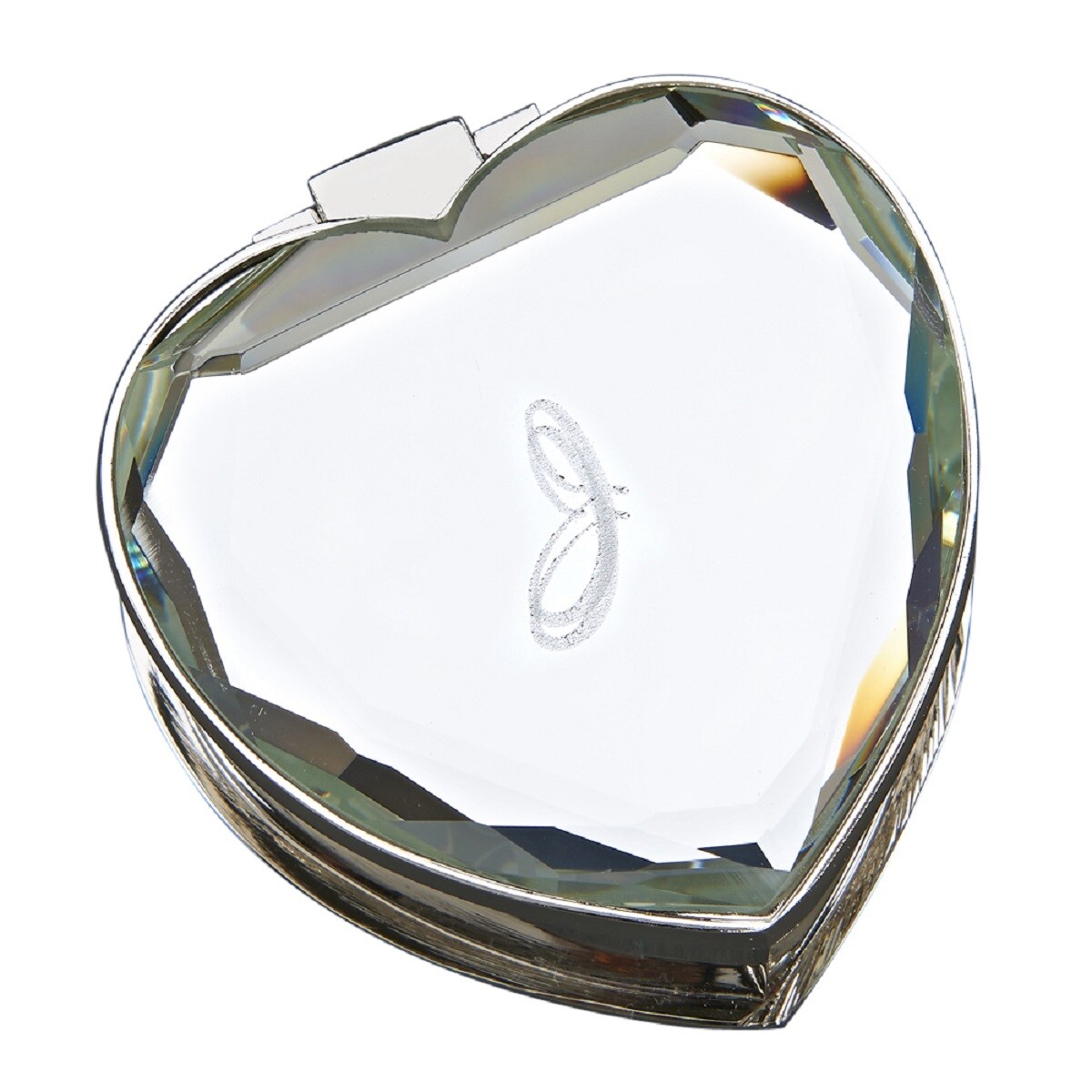Contemporary Home Living 2.5&#x22; Gray and Silver Unique Heart-Shaped Jewelry Box with Mirror Cover