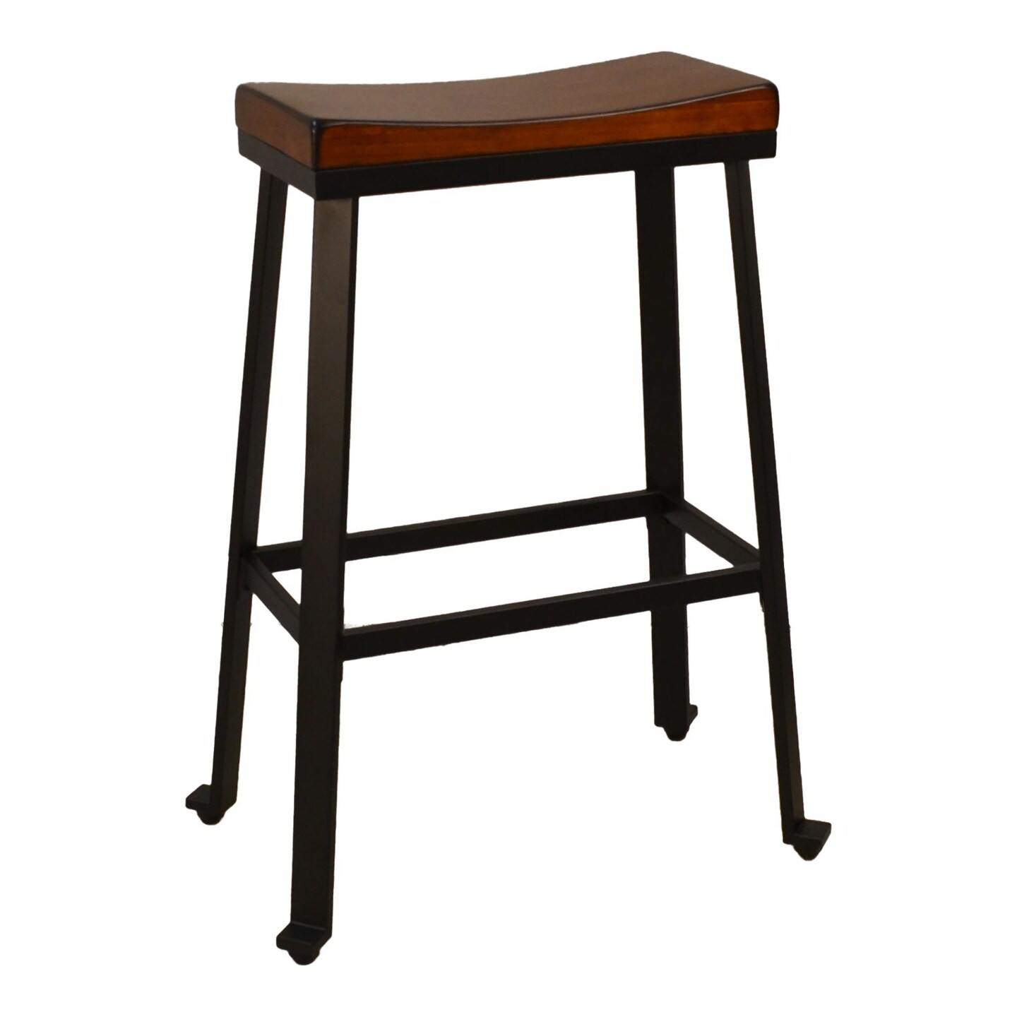 Contemporary Home Living 30&#x22; Brown and Black Classic Saddle Seat Counter Stool