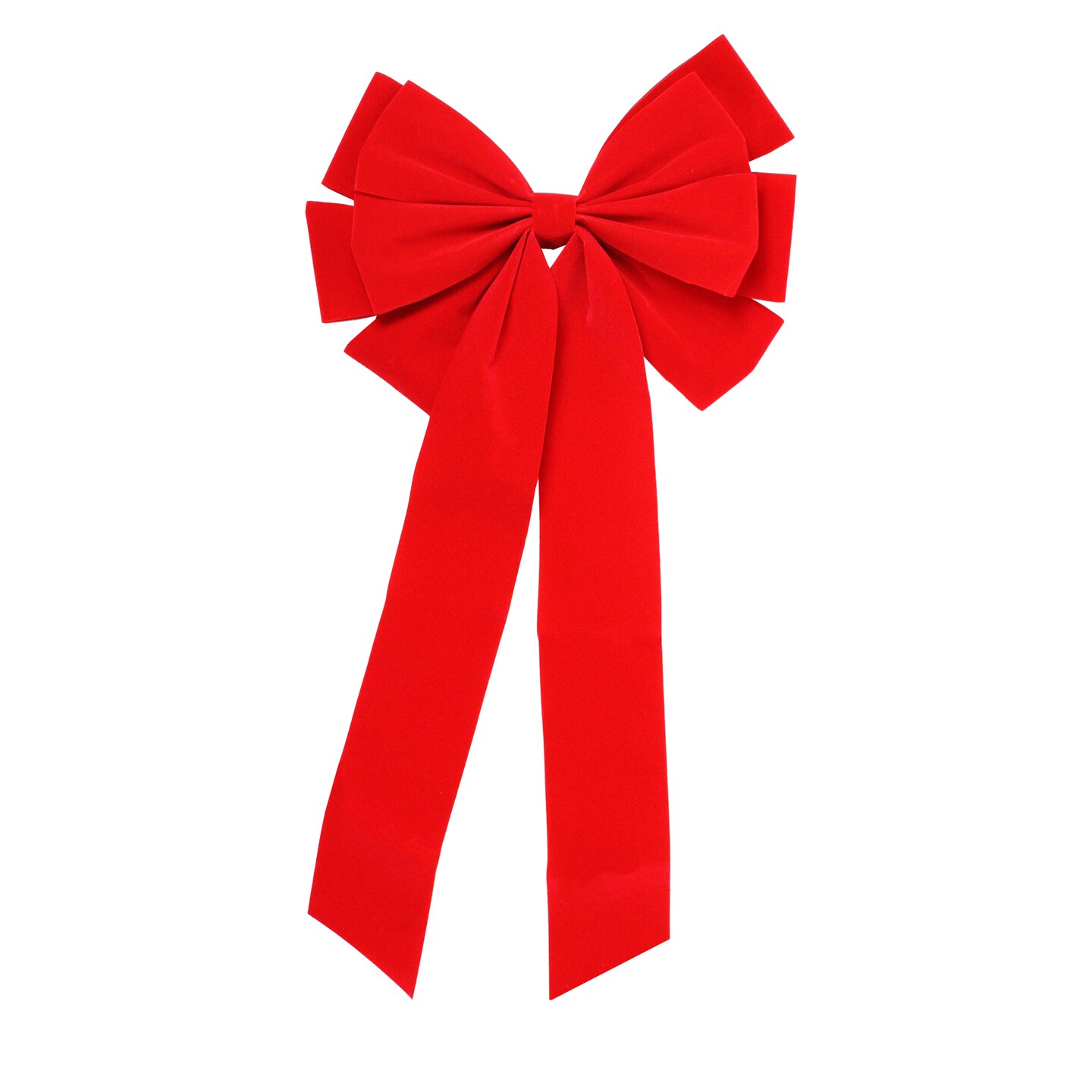 Northlight 10&#x22; x 22&#x22; Red 10-Loop Velveteen Christmas Bow Decoration
