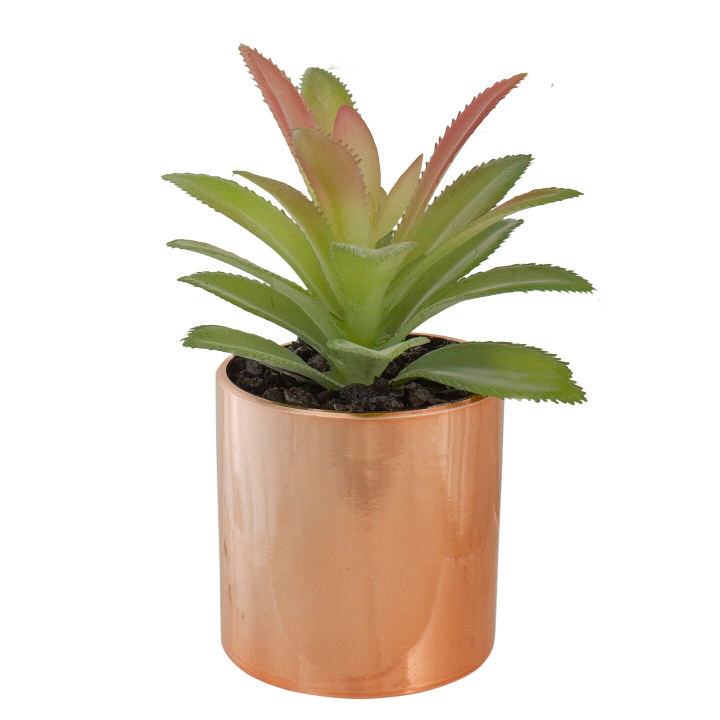 Northlight 5&#x22; Green Artificial Aloe Plant in a Rose Gold Pot