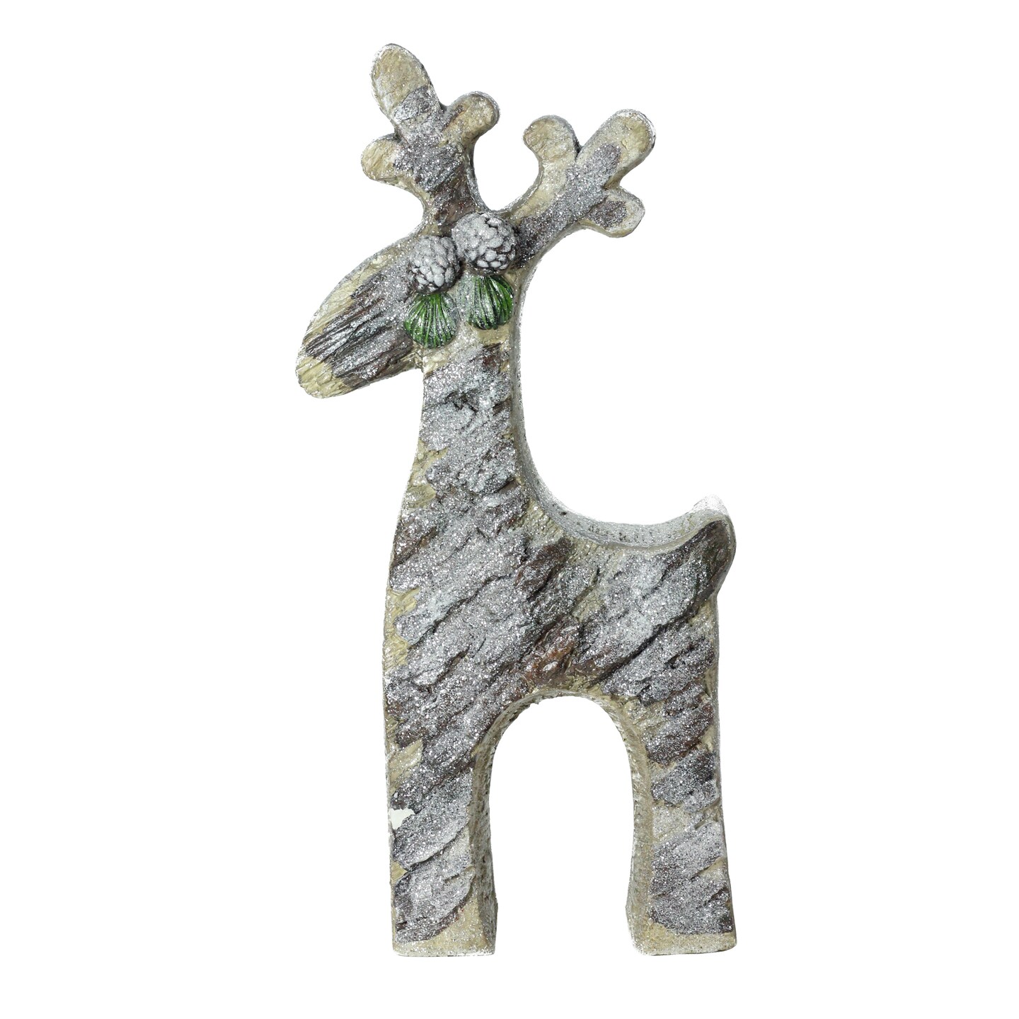 Northlight 22&#x22; Gray Rustic Glittered Christmas Reindeer Tabletop Decor
