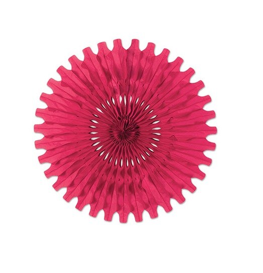 Beistle Club Pack of 12 Cerise Tissue Fan Hanging Decorations 25"