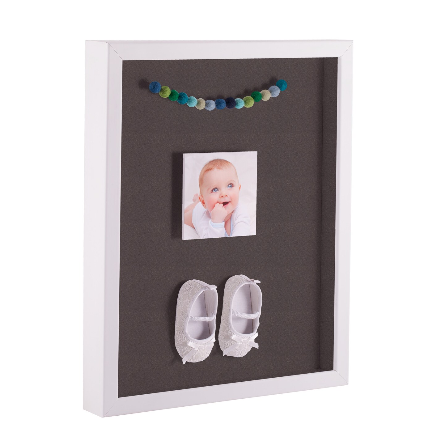 ArtToFrames 16x20 Inch Shadow Box Picture Frame, with a Satin White 1.00" Wide Shadowbox frame and Super White Mat Backing (4655)