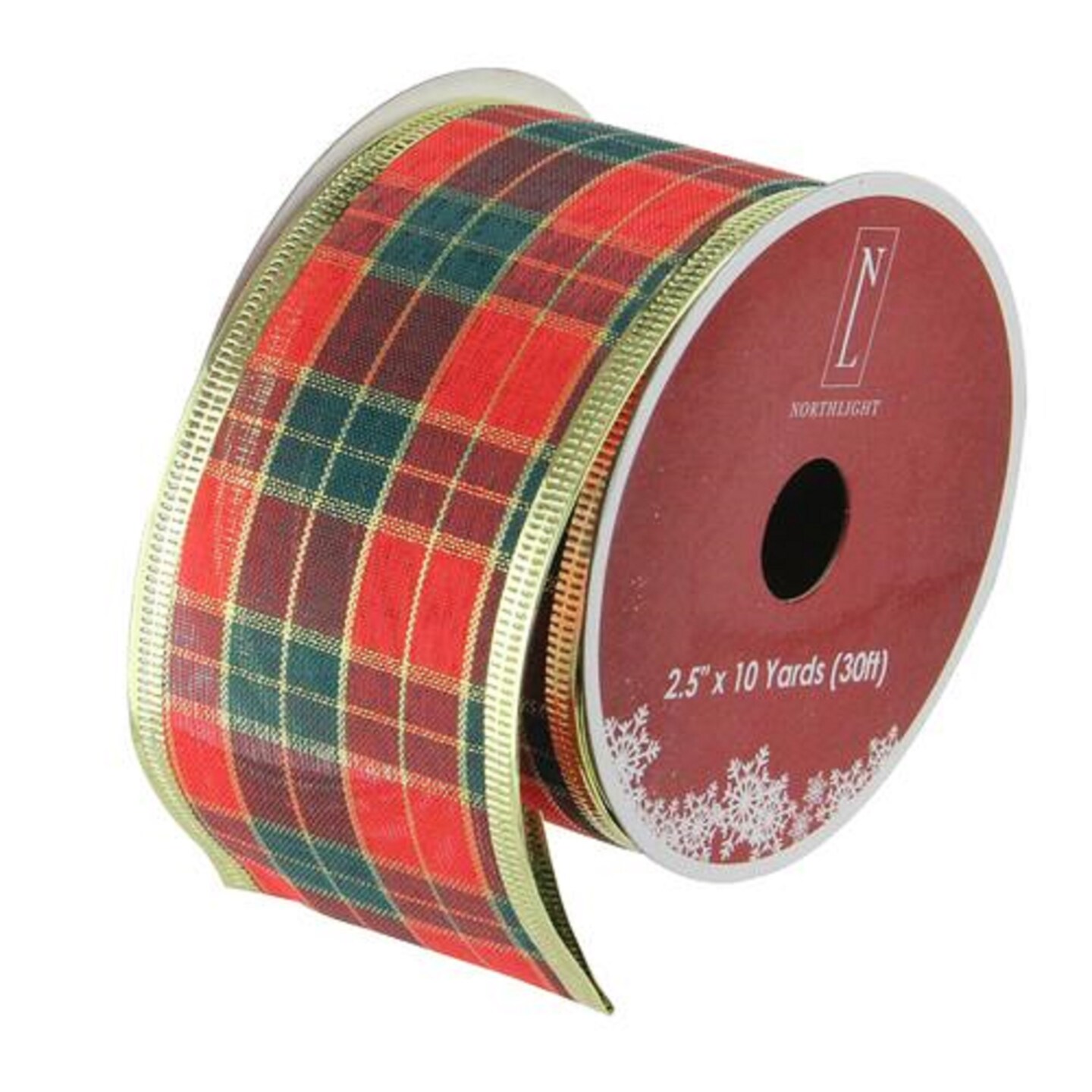 Northlight Green and Red Plaid Wired Christmas Craft Ribbon 2.5" x 10 Yards